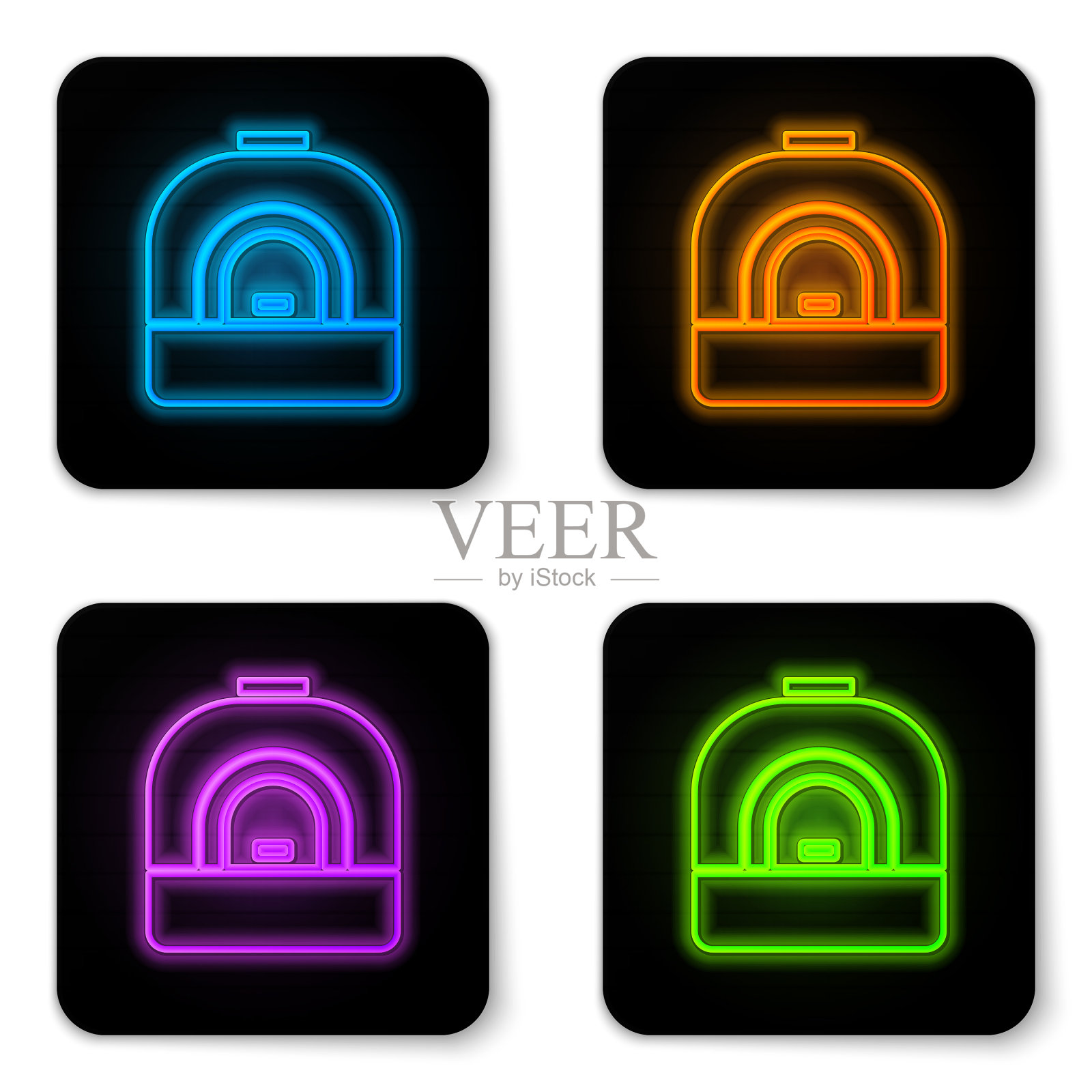 发光的霓虹灯烤箱图标孤立在白色图标素材