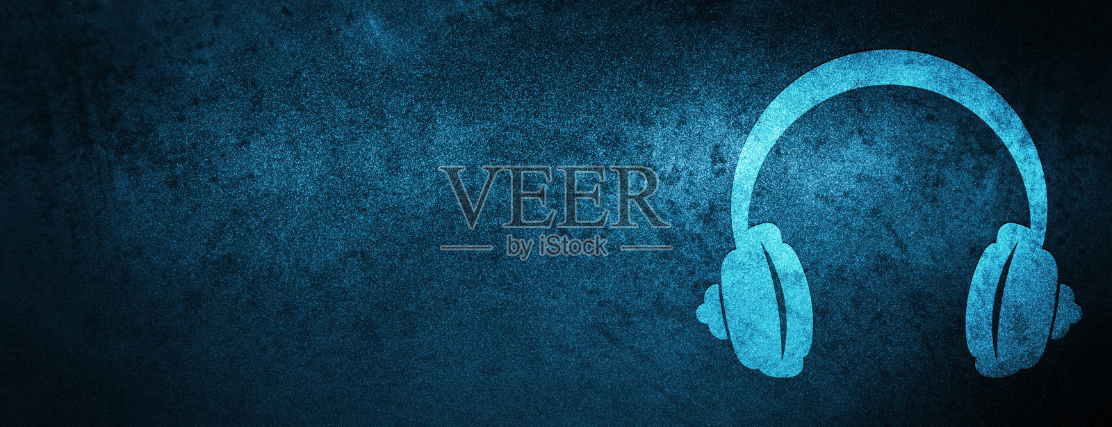 耳机图标特殊的蓝色横幅背景插画图片素材