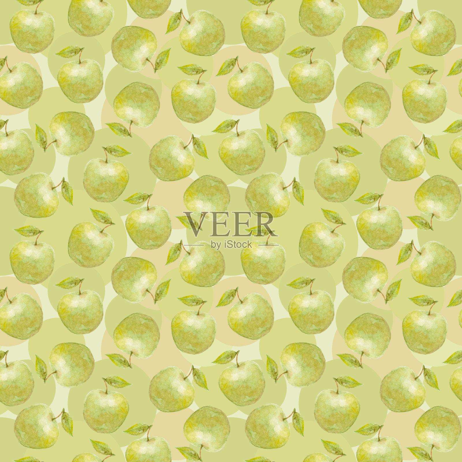背景图案的绿色苹果和梨。插画图片素材