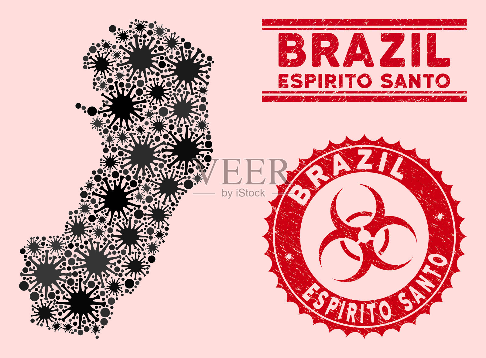 冠状病毒拼贴圣埃斯皮里托州地图插画图片素材