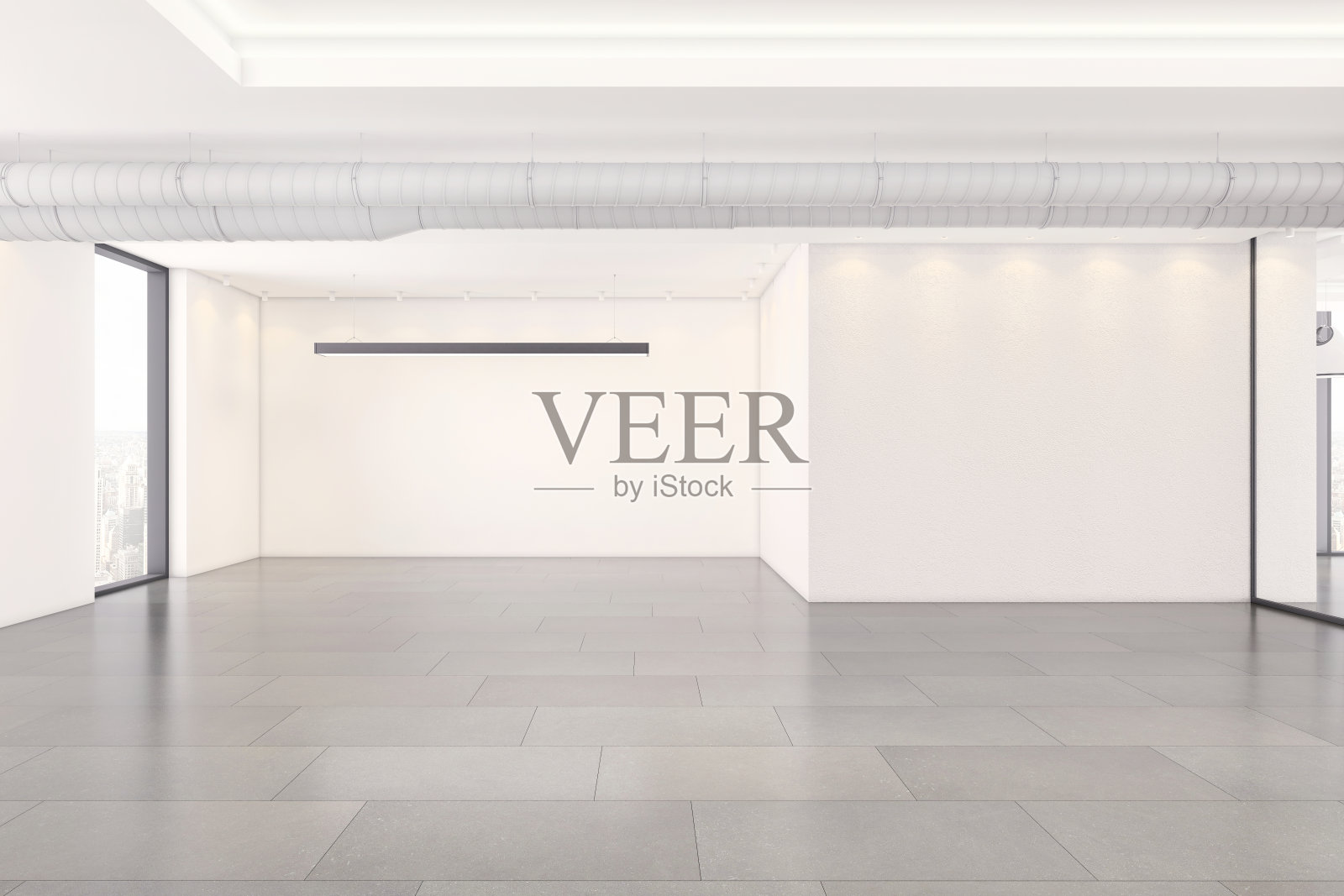 由于冠状病毒流行,办公室内部空空荡荡照片摄影图片