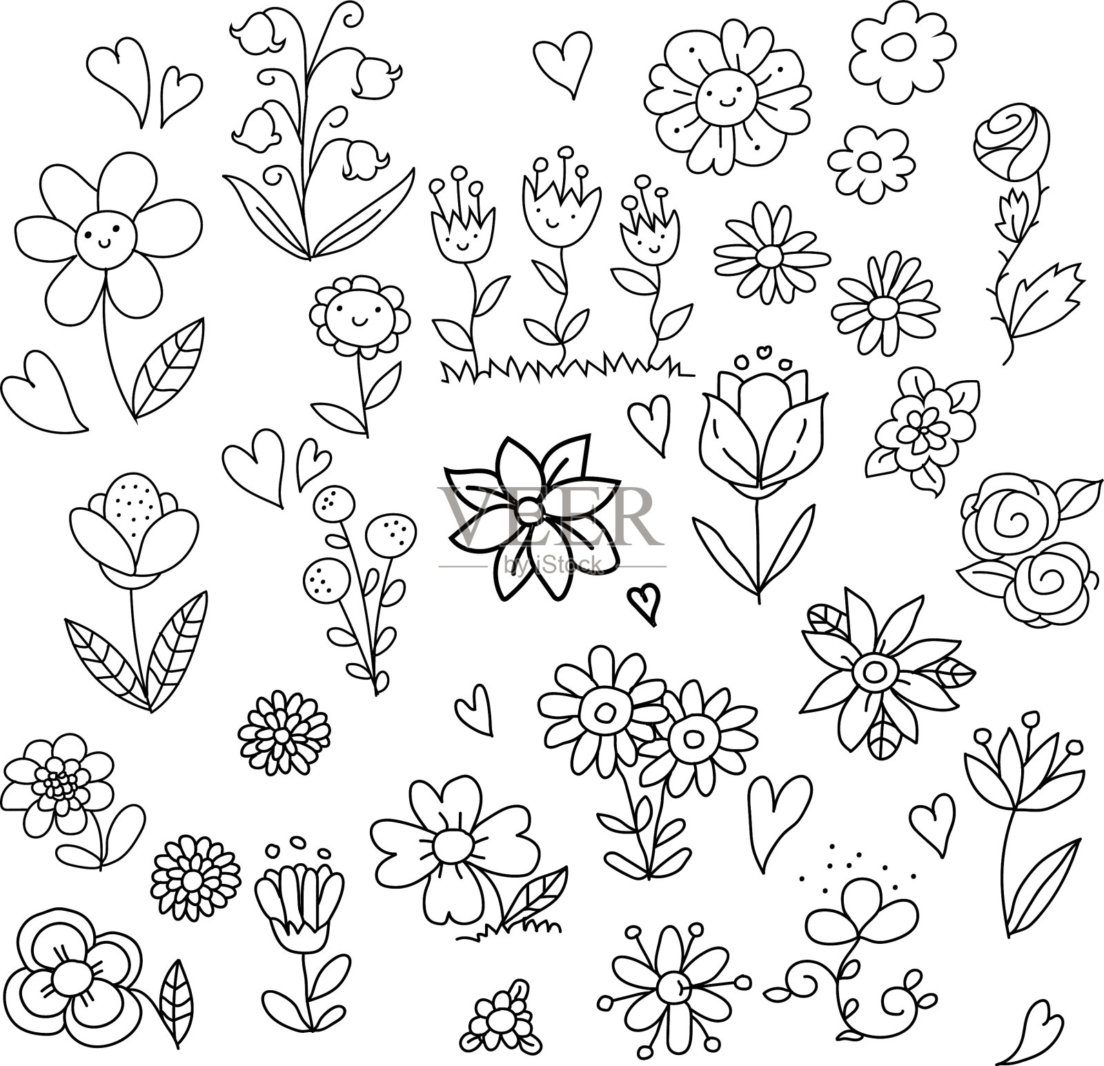 设置春花涂鸦插画图片素材