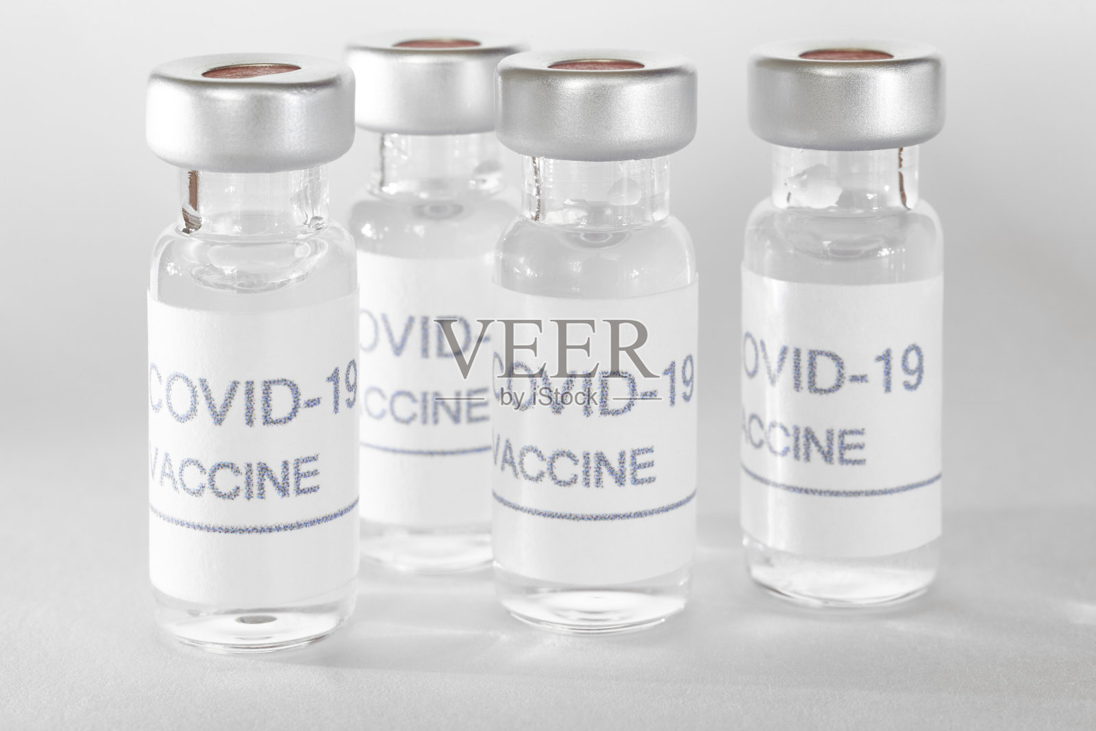 Covid-19疫苗瓶。冠状病毒大流行感染。预防接种疫苗照片摄影图片