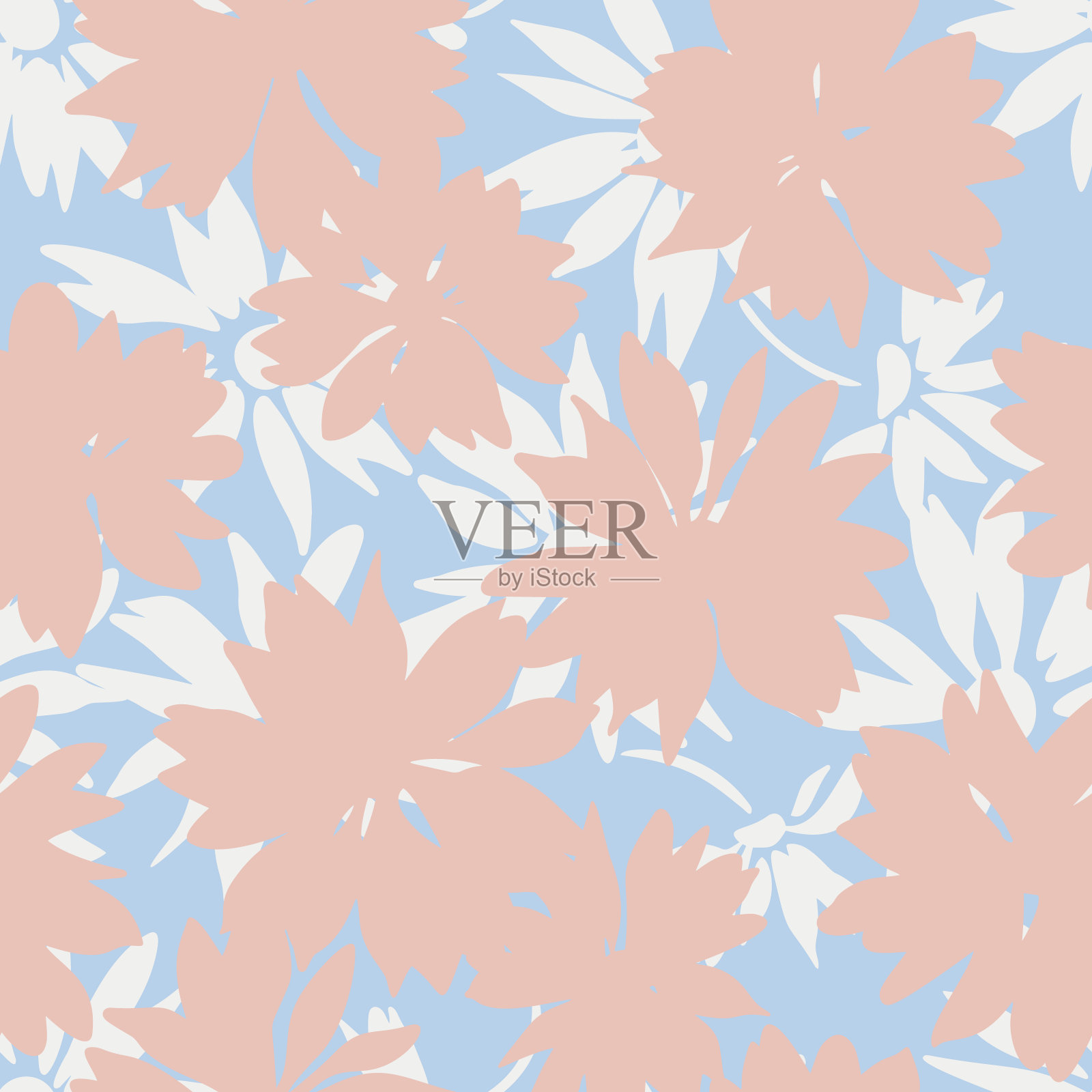 有雏菊的花背景。夏季植物无缝模式与盛开的花朵剪影。卡通平的风格。单纯的草甸花孤立。面料和纺织品设计。插画图片素材