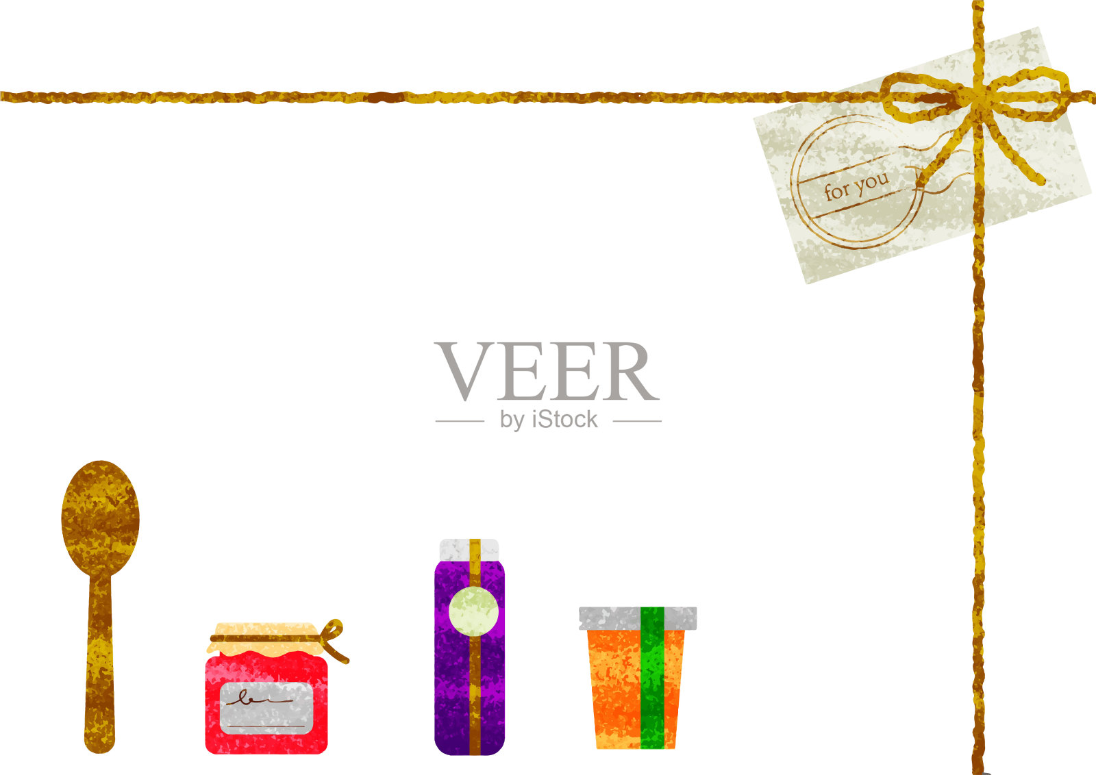 简易麻绳带插画图片素材