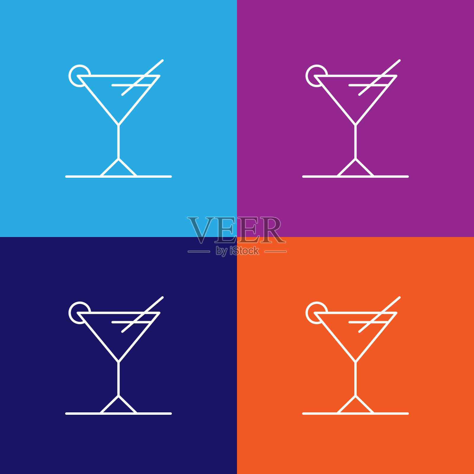鸡尾酒,利口酒,马提尼系列图标。符号和符号可以用于网页,标志,手机应用程序,UI,用户体验插画图片素材