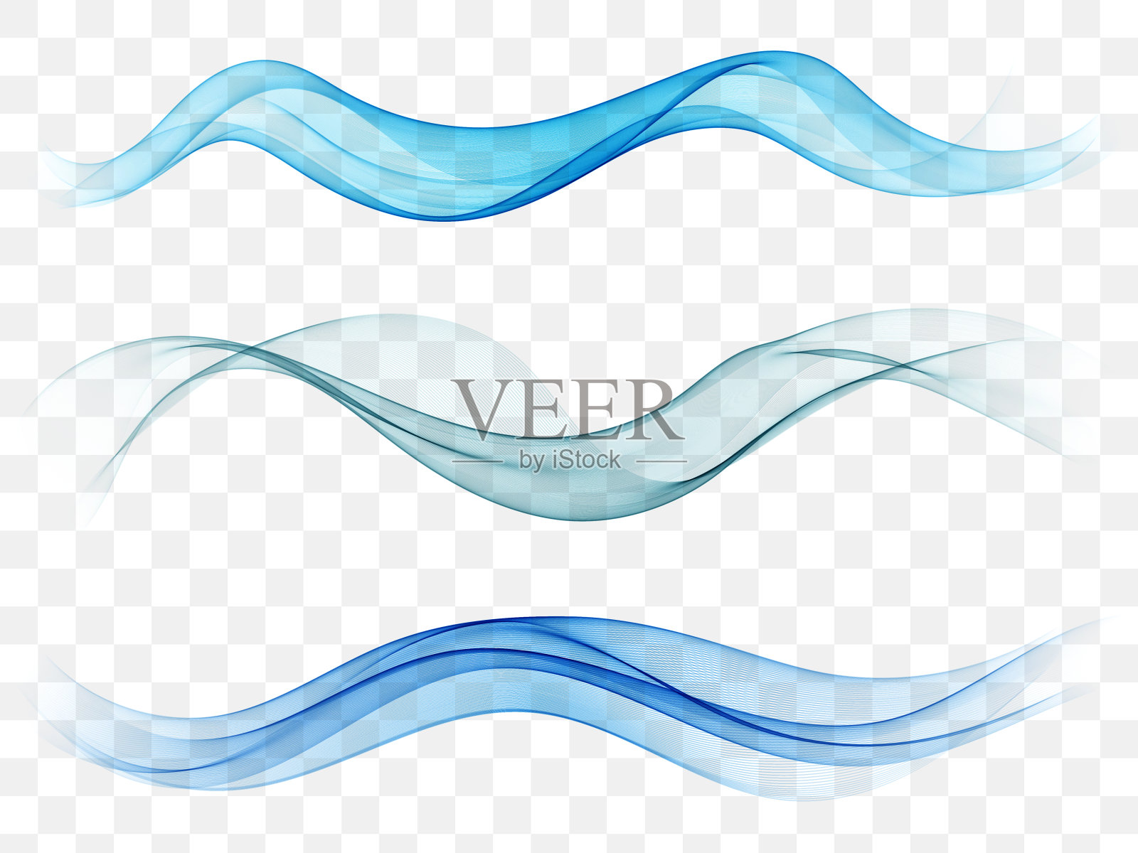 一组抽象的蓝色波浪。矢量插图EPS 10插画图片素材