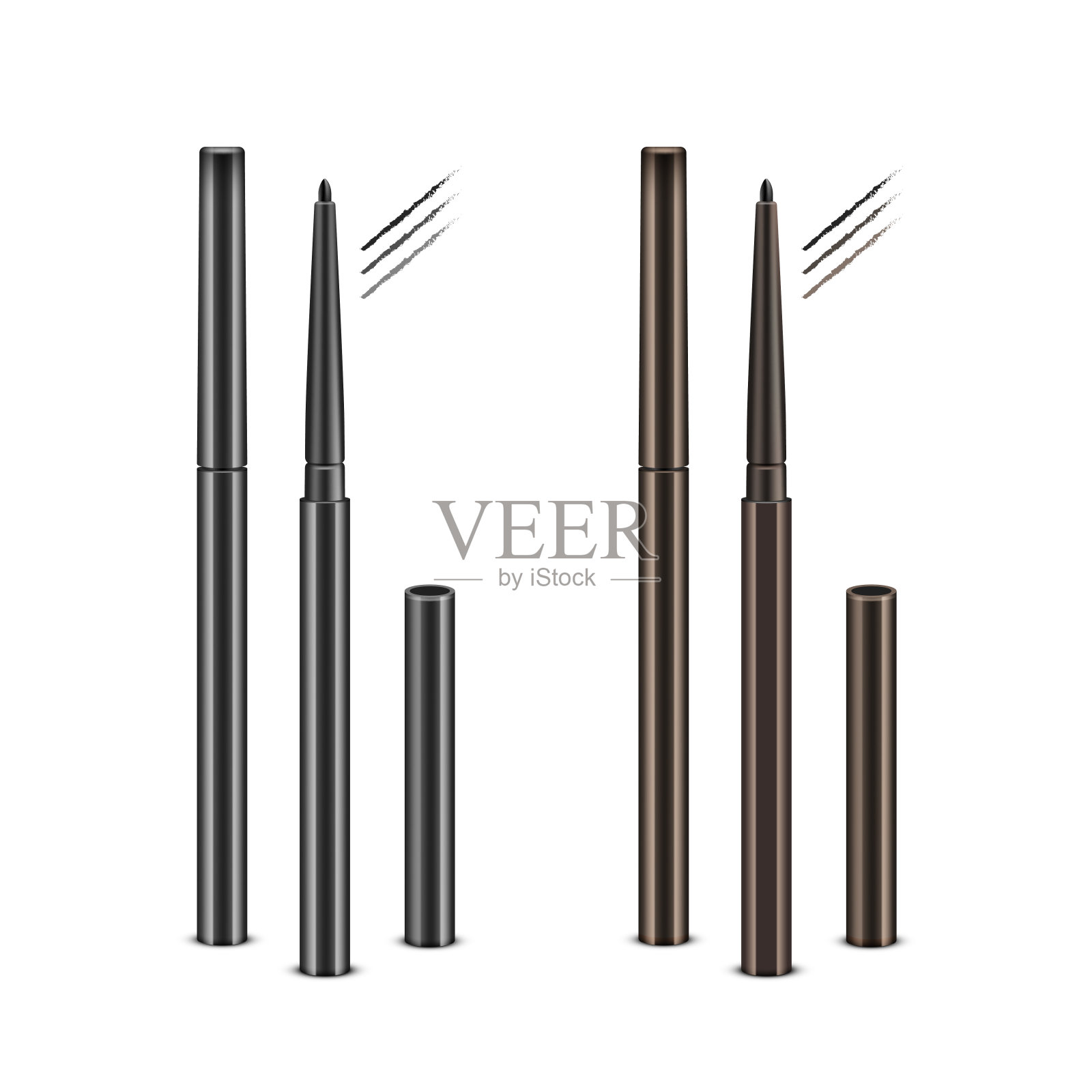 黑棕色化妆品眼线笔插画图片素材