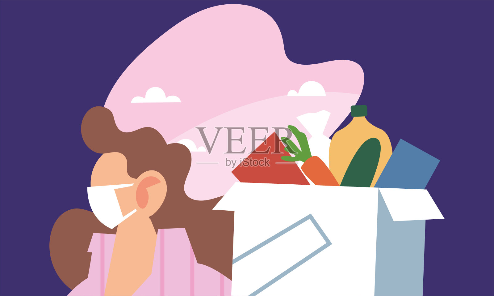 送货员给顾客送货插画图片素材