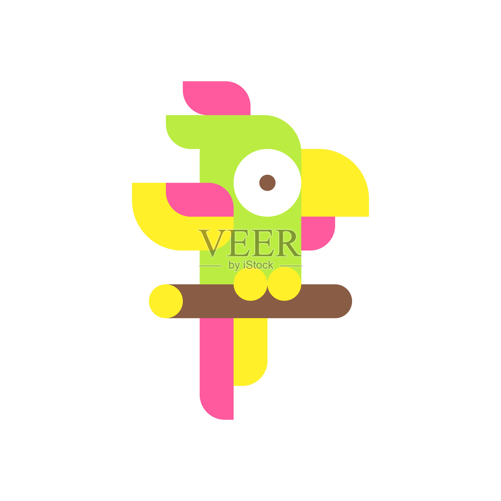 鹦鹉标识。矢量图标与明亮的热带鸟。抽象的插图。插画图片素材