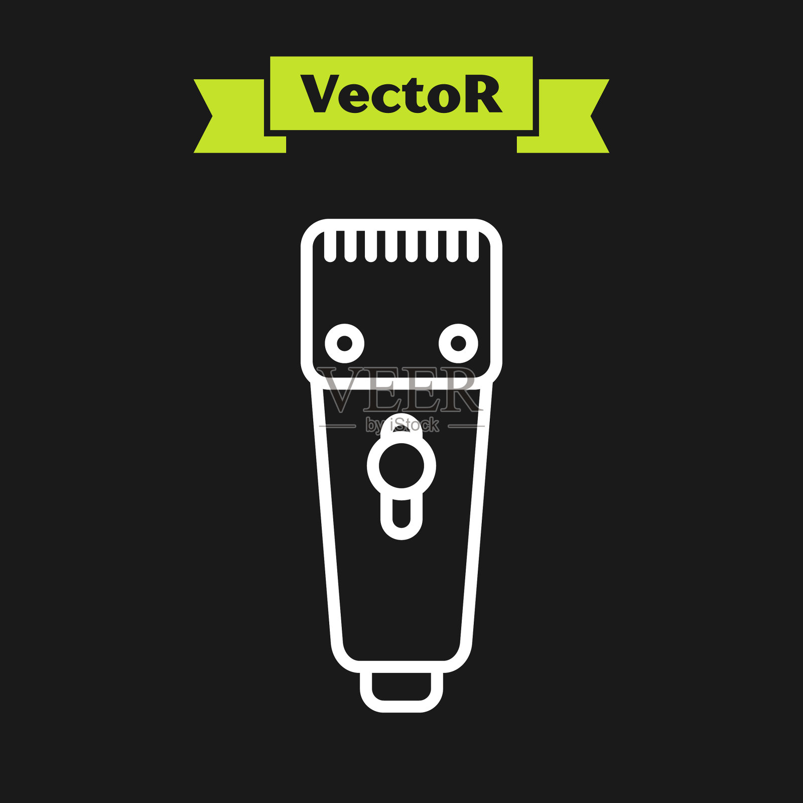 白色线电动理发器或剃须刀图标插画图片素材