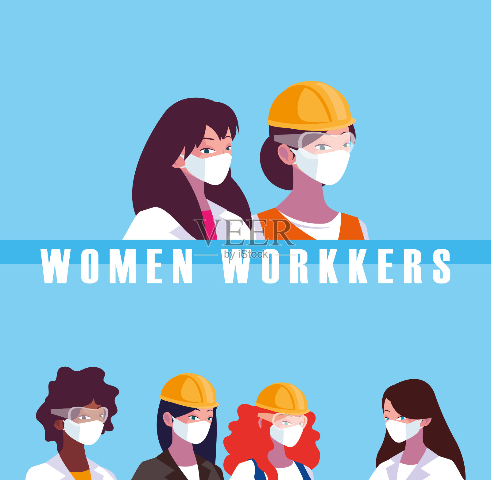 建筑师,女商人,女工程师和女建筑师矢量设计插画图片素材