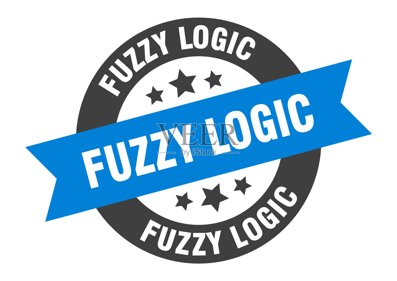 模糊逻辑符号模糊逻辑圆丝带贴纸插画图片素材