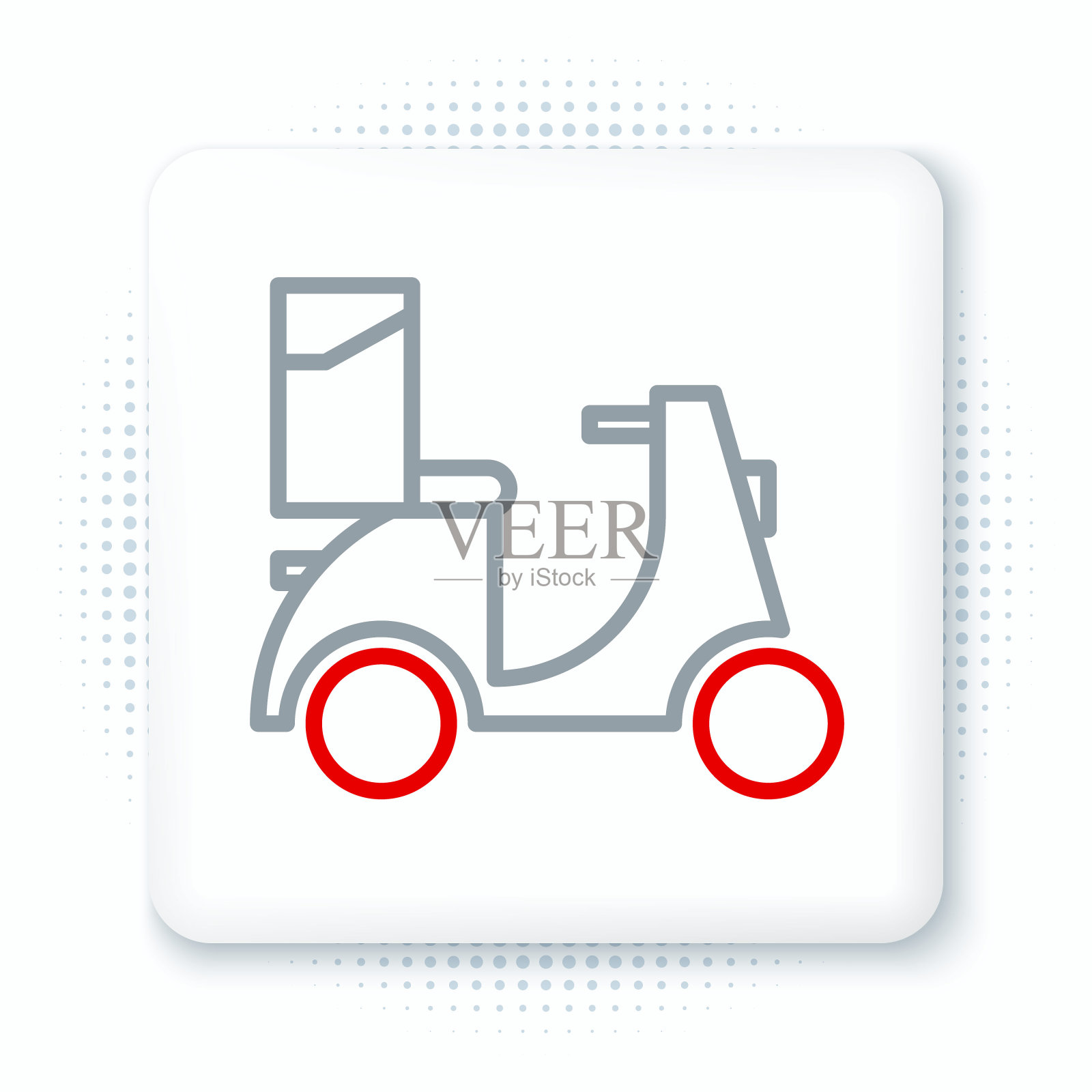 线踏板车交付图标孤立的白色背景。送货服务的概念。色彩斑斓的轮廓的概念。向量插画图片素材