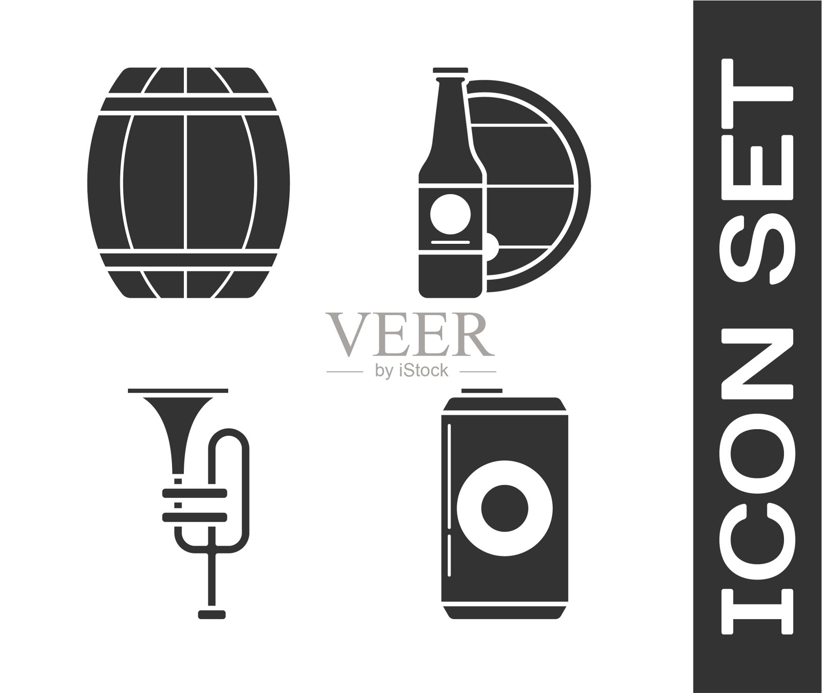 集啤酒罐木桶乐器图标素材