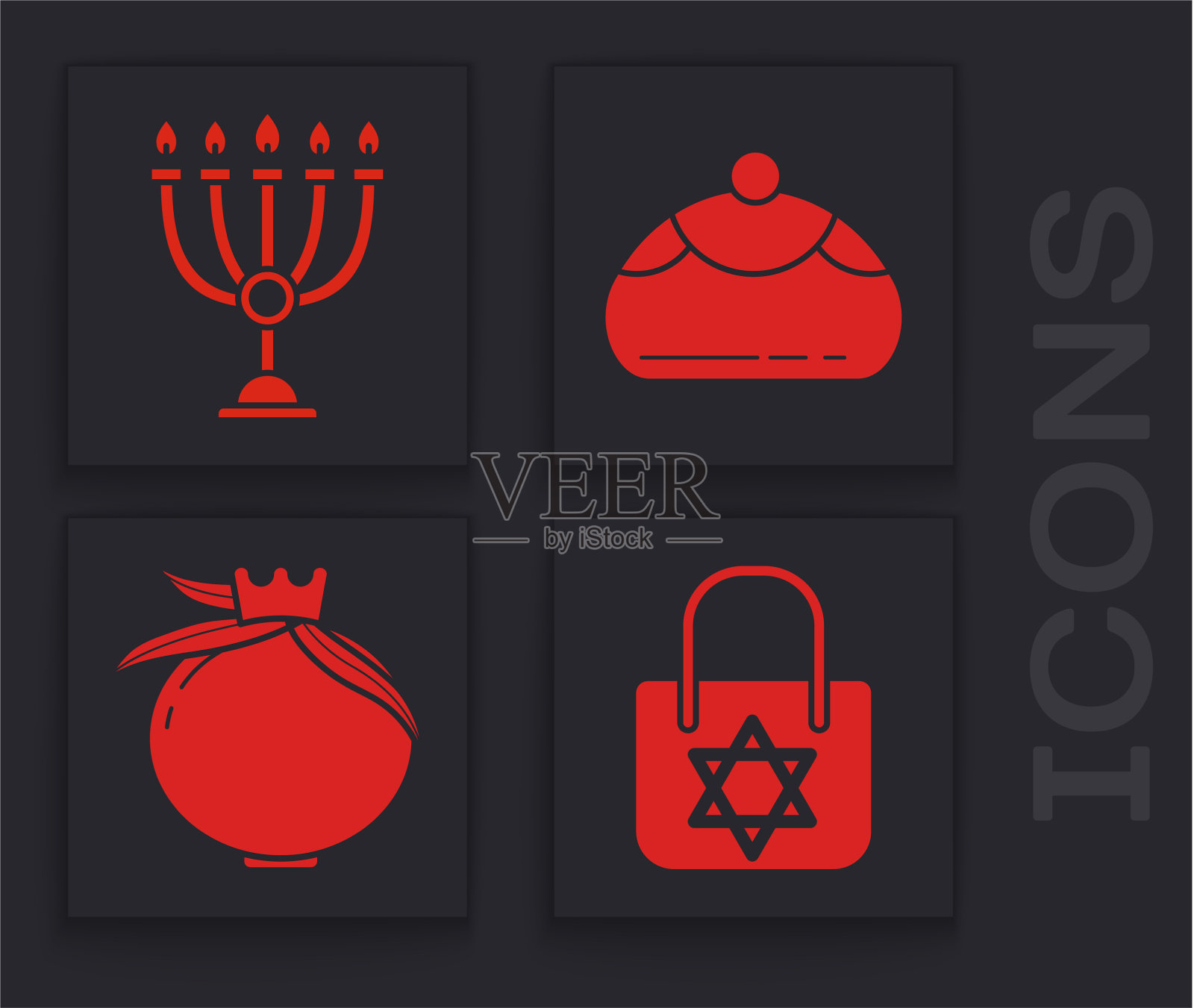 购物袋与明星大卫光明节图标素材