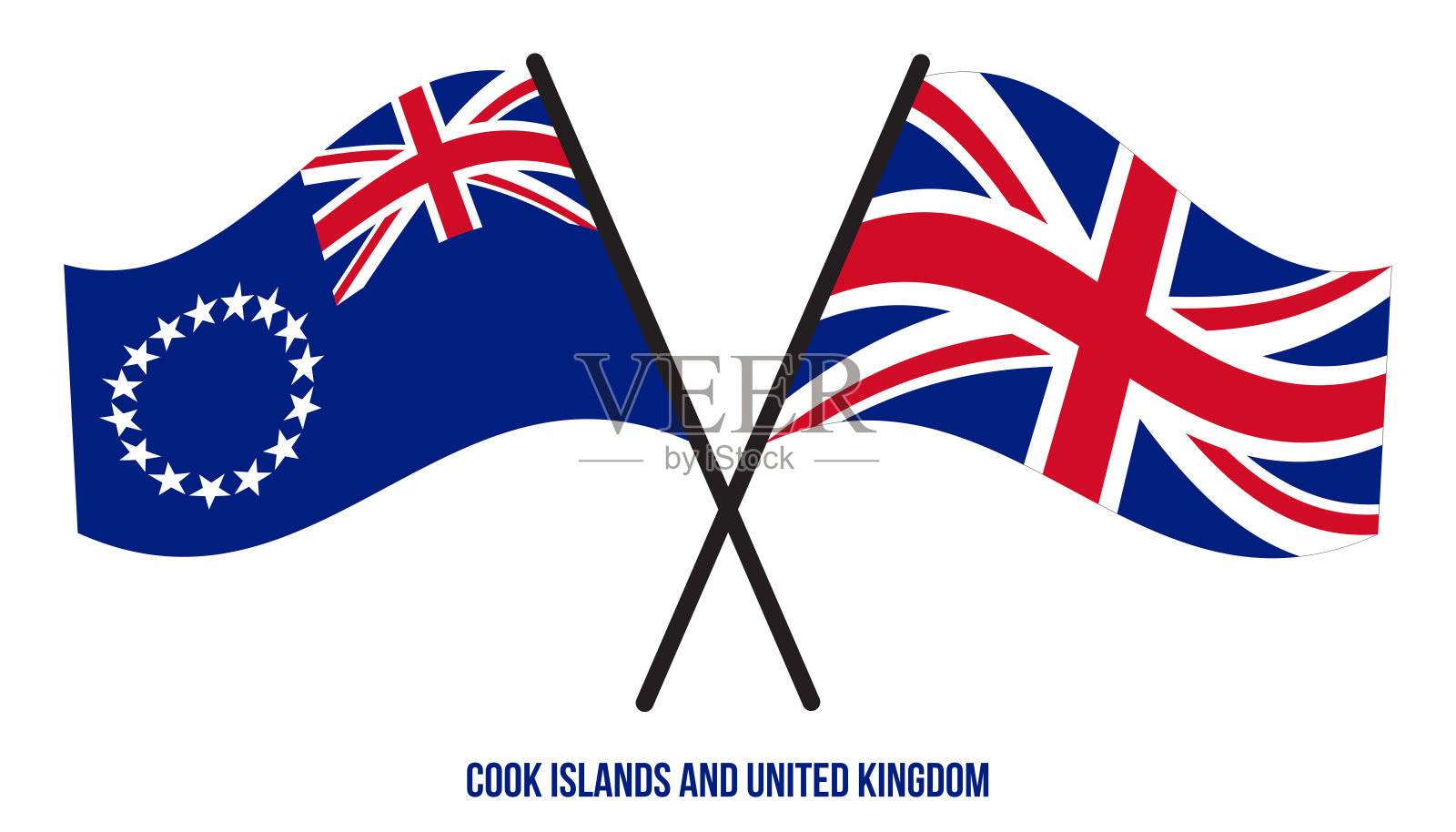 库克群岛和英国旗帜横平风格。官方的比例。正确的颜色插画图片素材