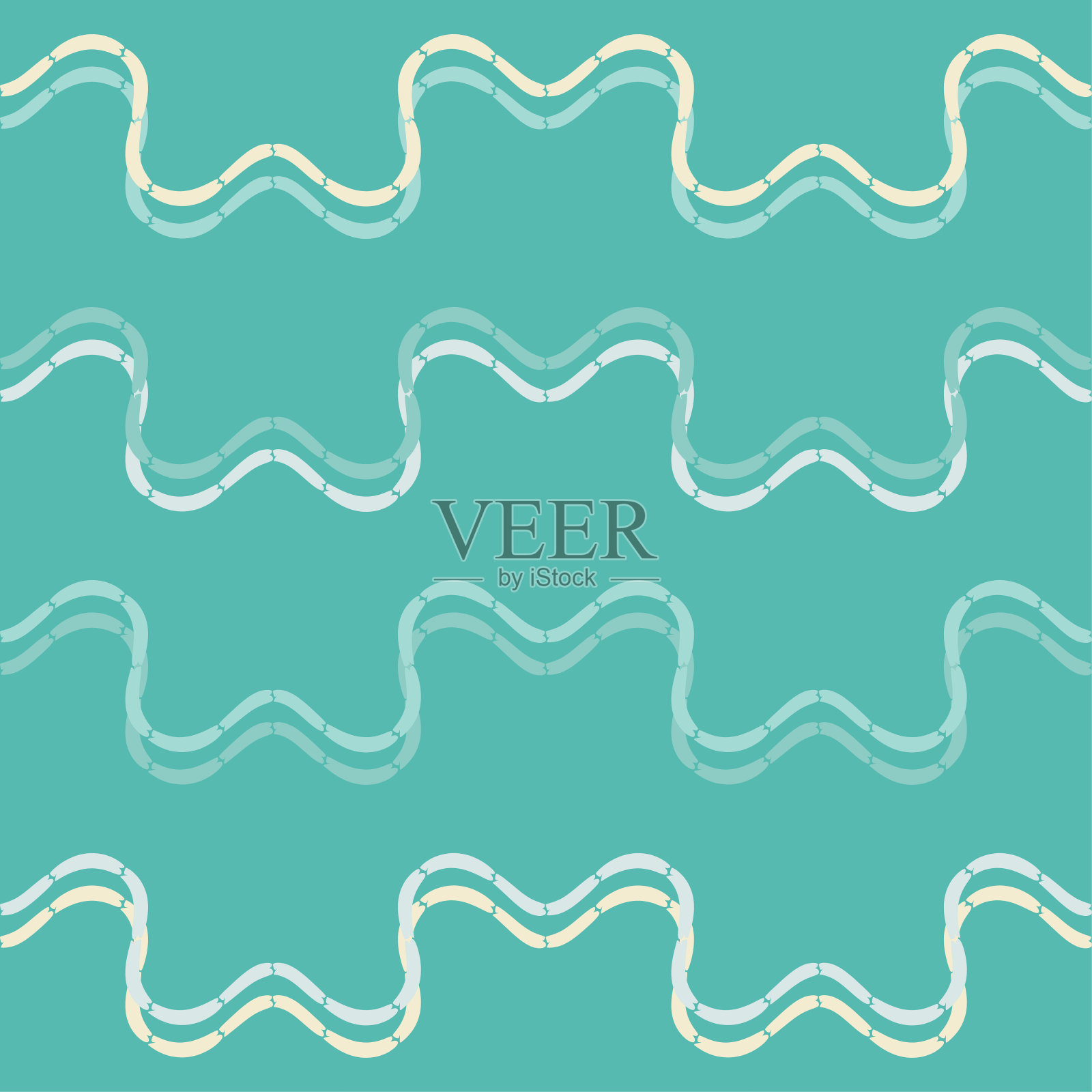 波浪和海洋。无缝模式。几何学。插画图片素材