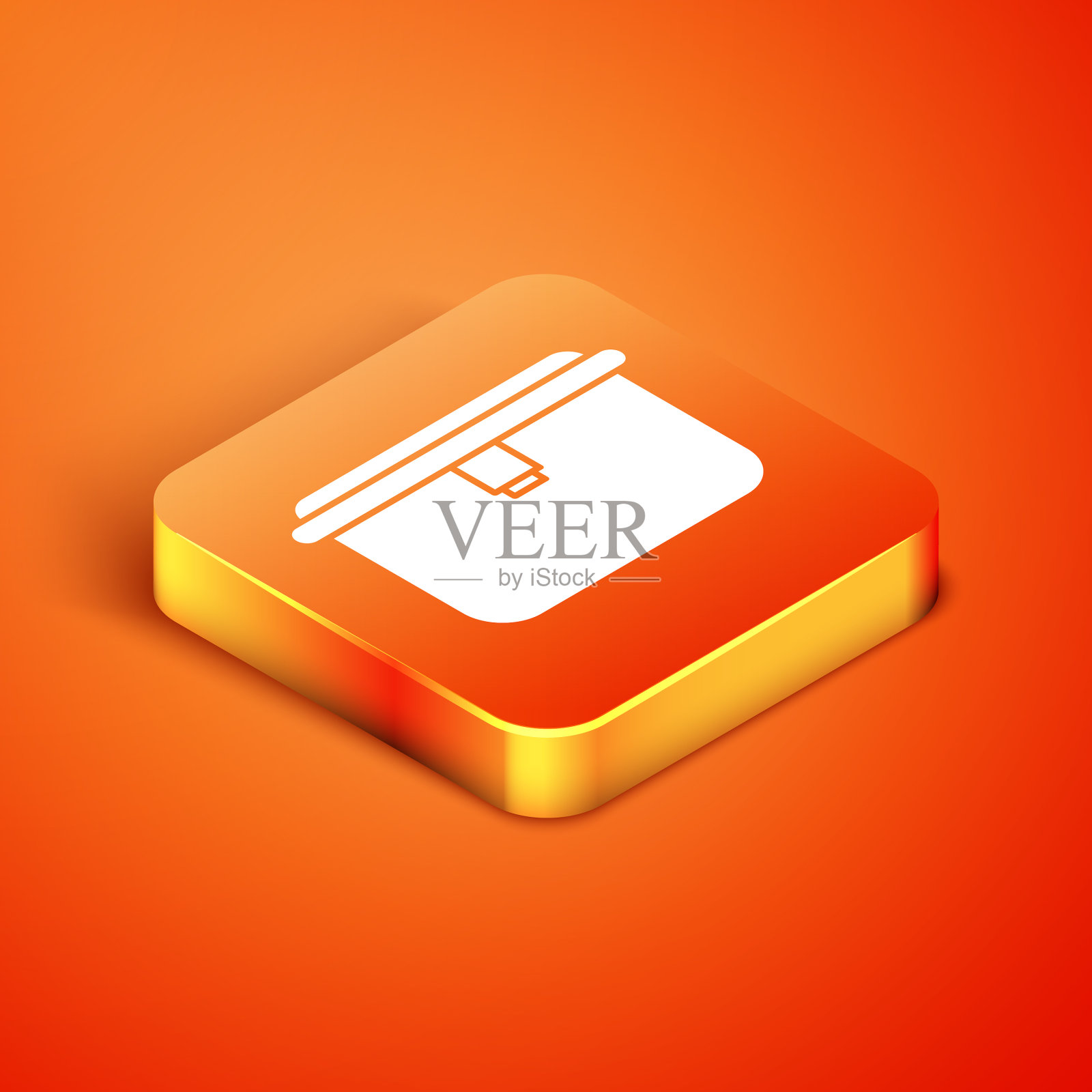 等距午餐盒图标孤立在橙色上图标素材