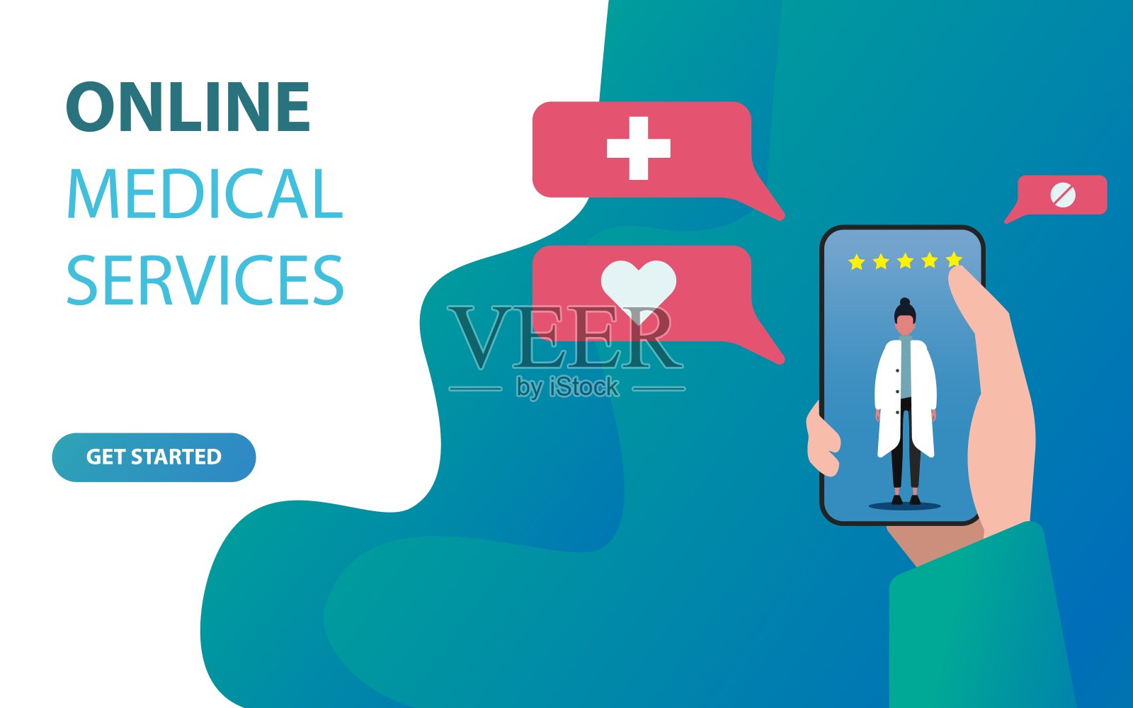 矢量插图在线医疗服务横幅插画图片素材