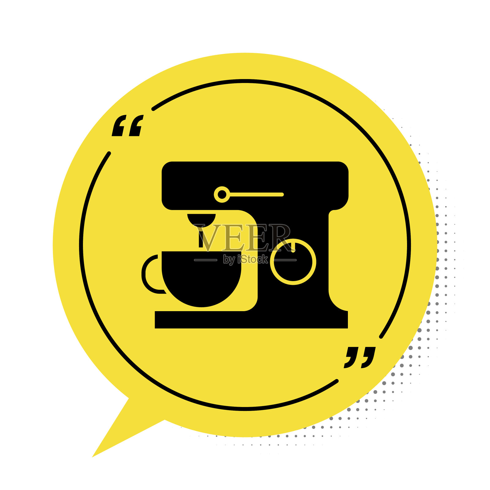 黑色电动混合器图标孤立在白色上插画图片素材