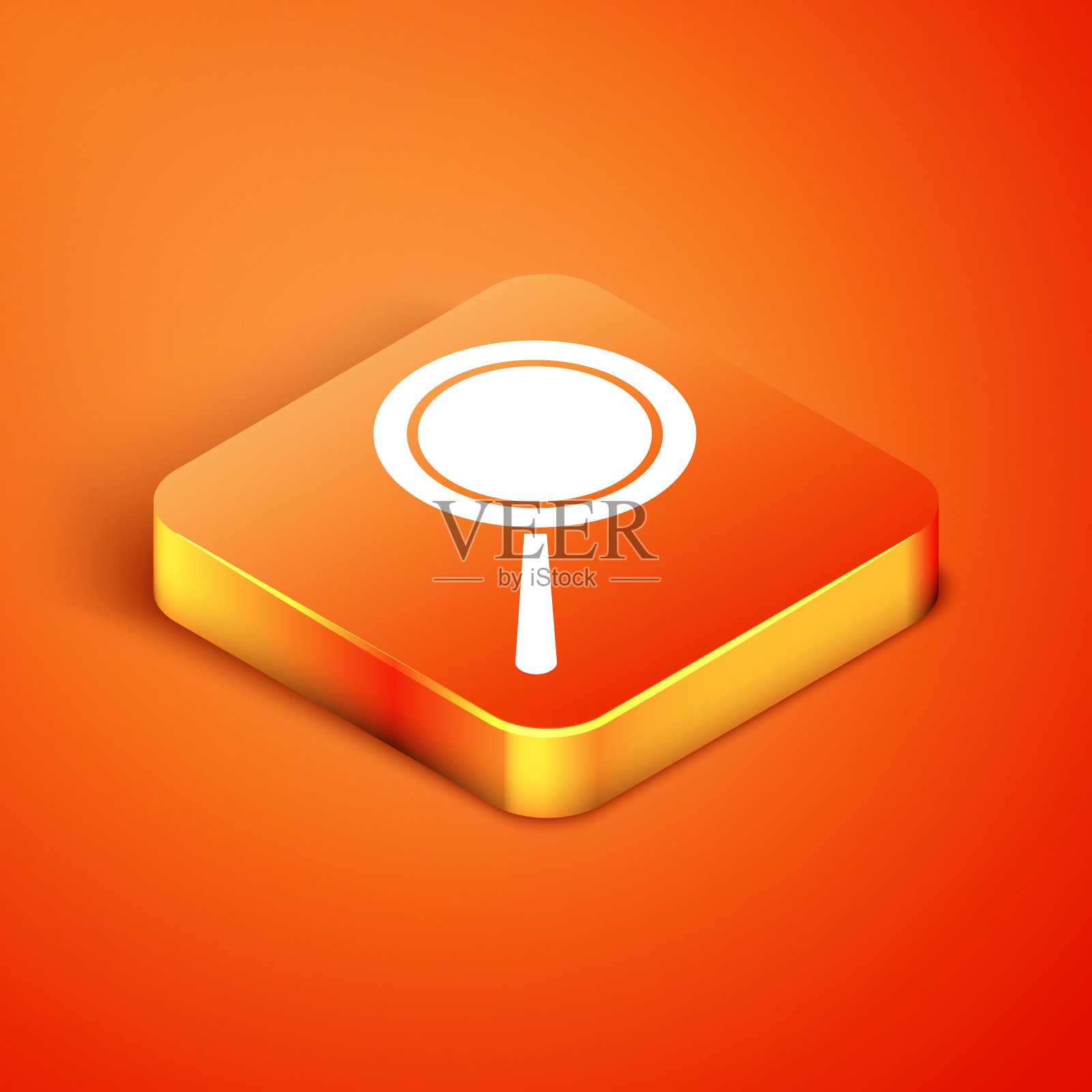 等距煎锅图标孤立在橙色上插画图片素材