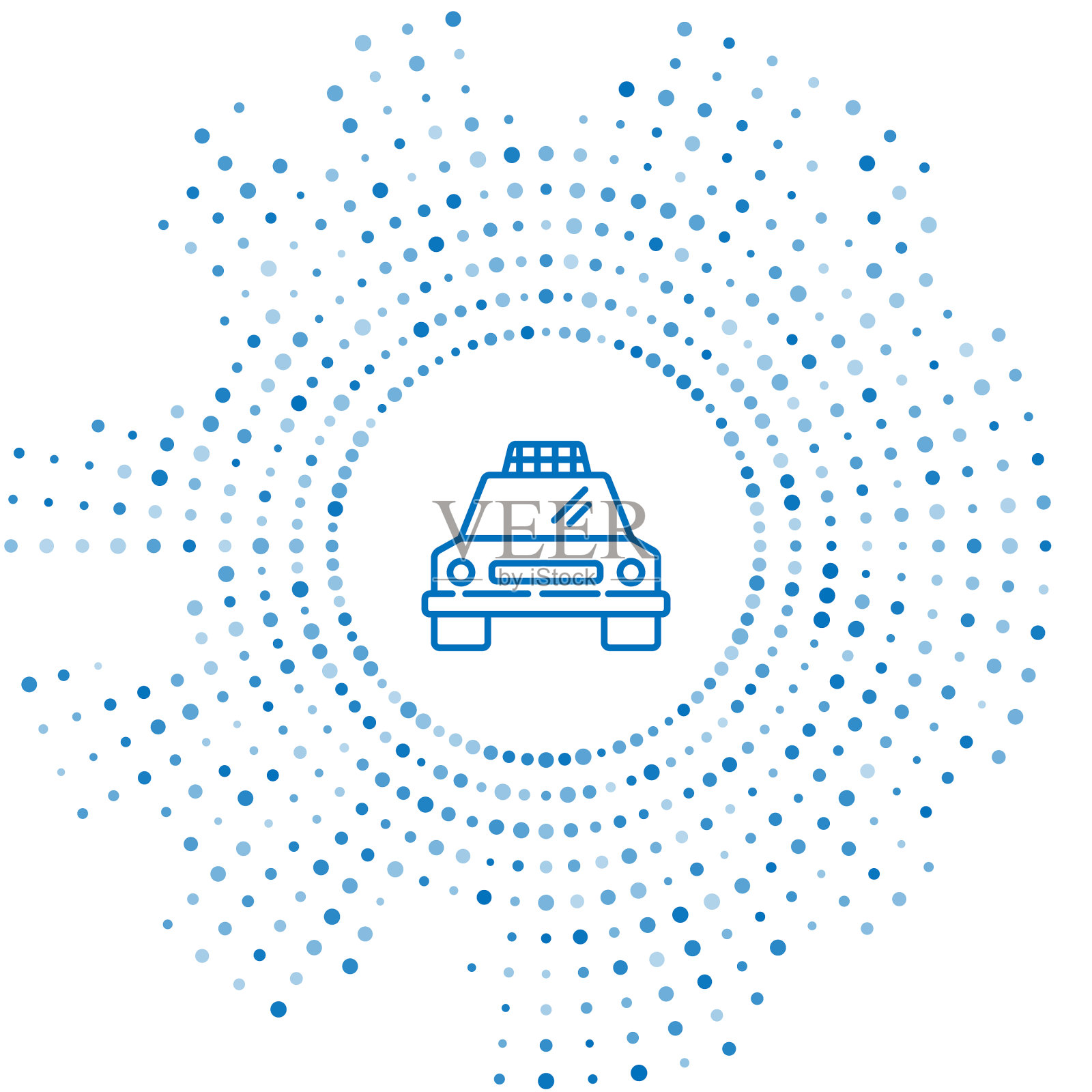 蓝色线出租车图标孤立在白色插画图片素材