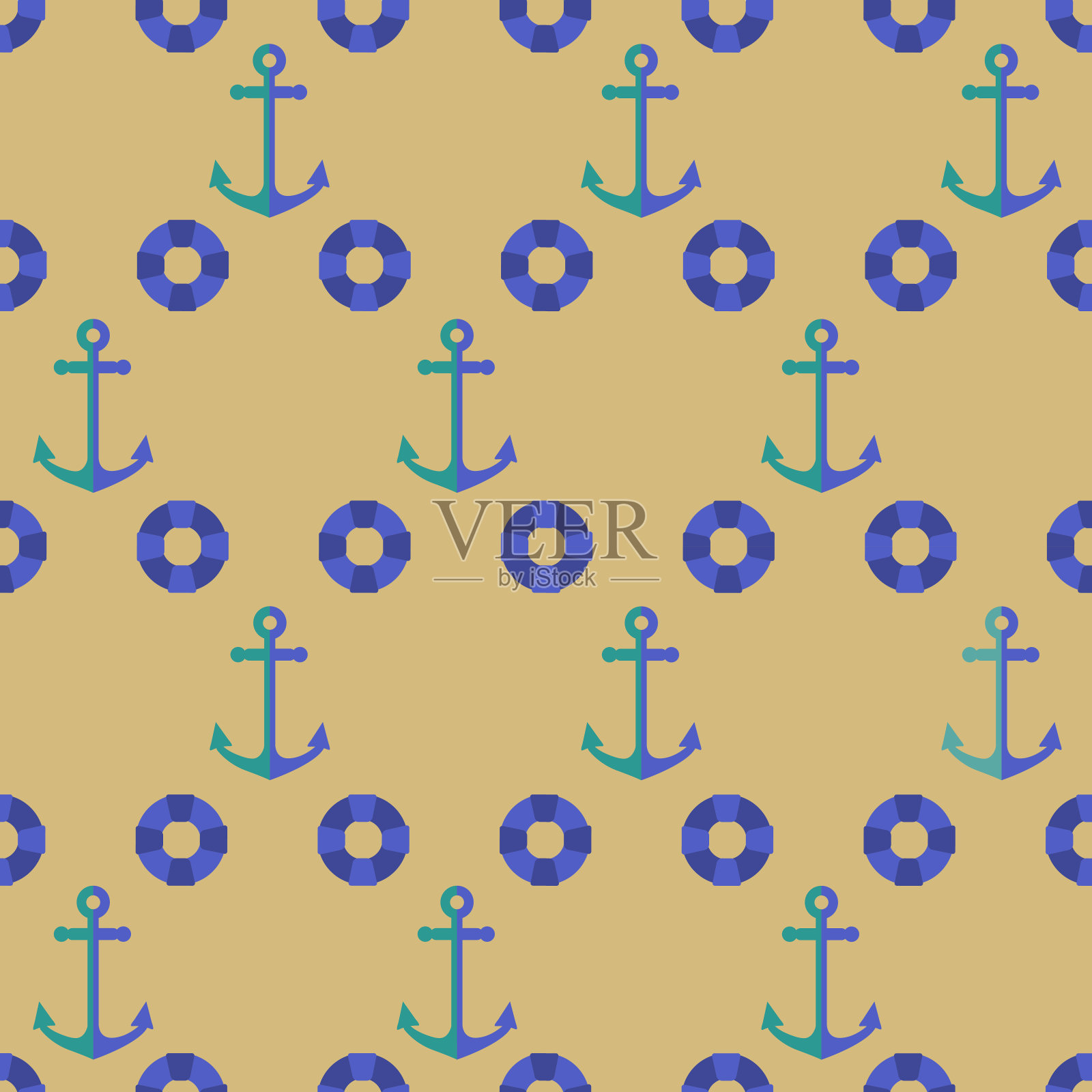 图案锚定在黄色背景上插画图片素材