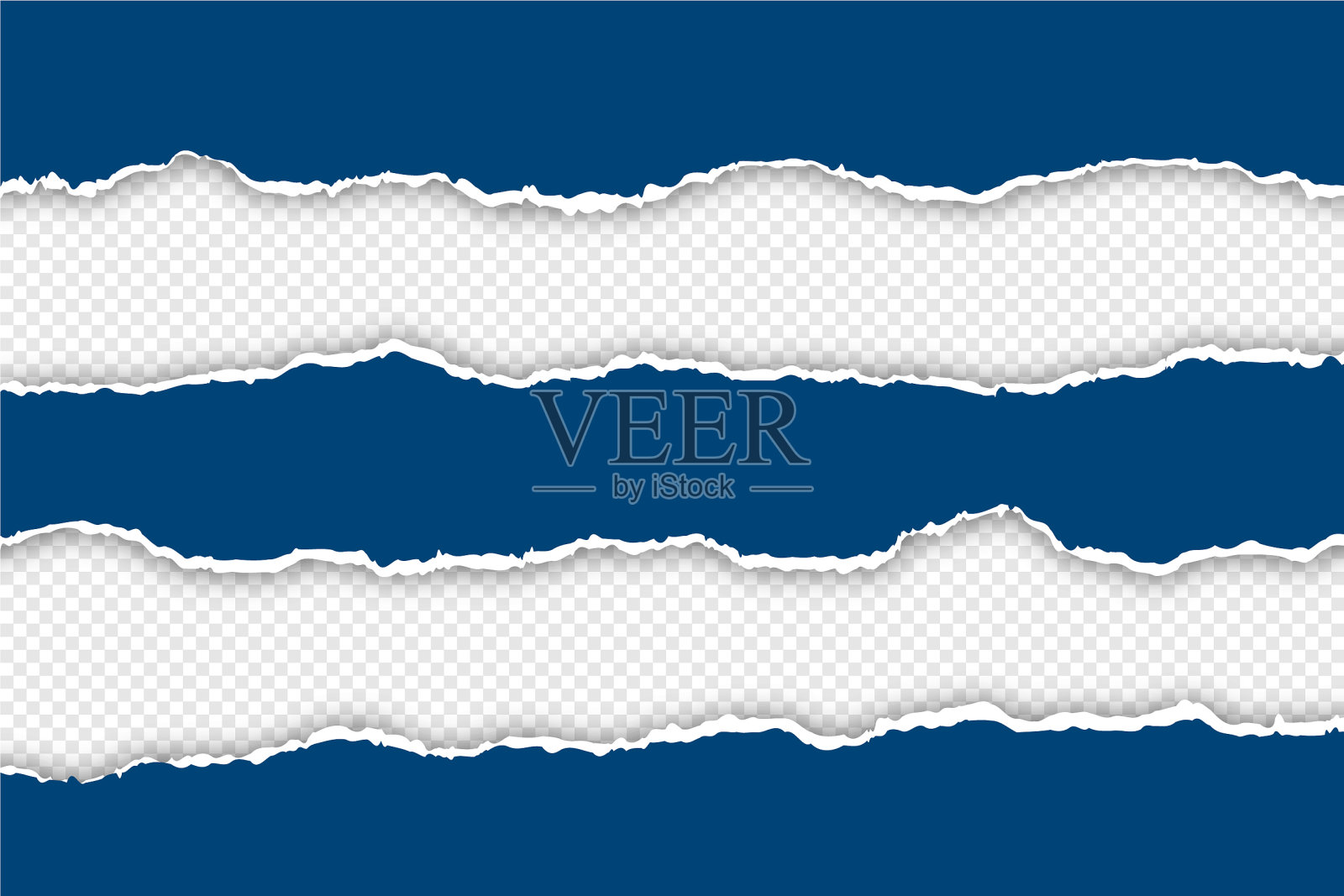长长的蓝色撕破的透明纸插画图片素材