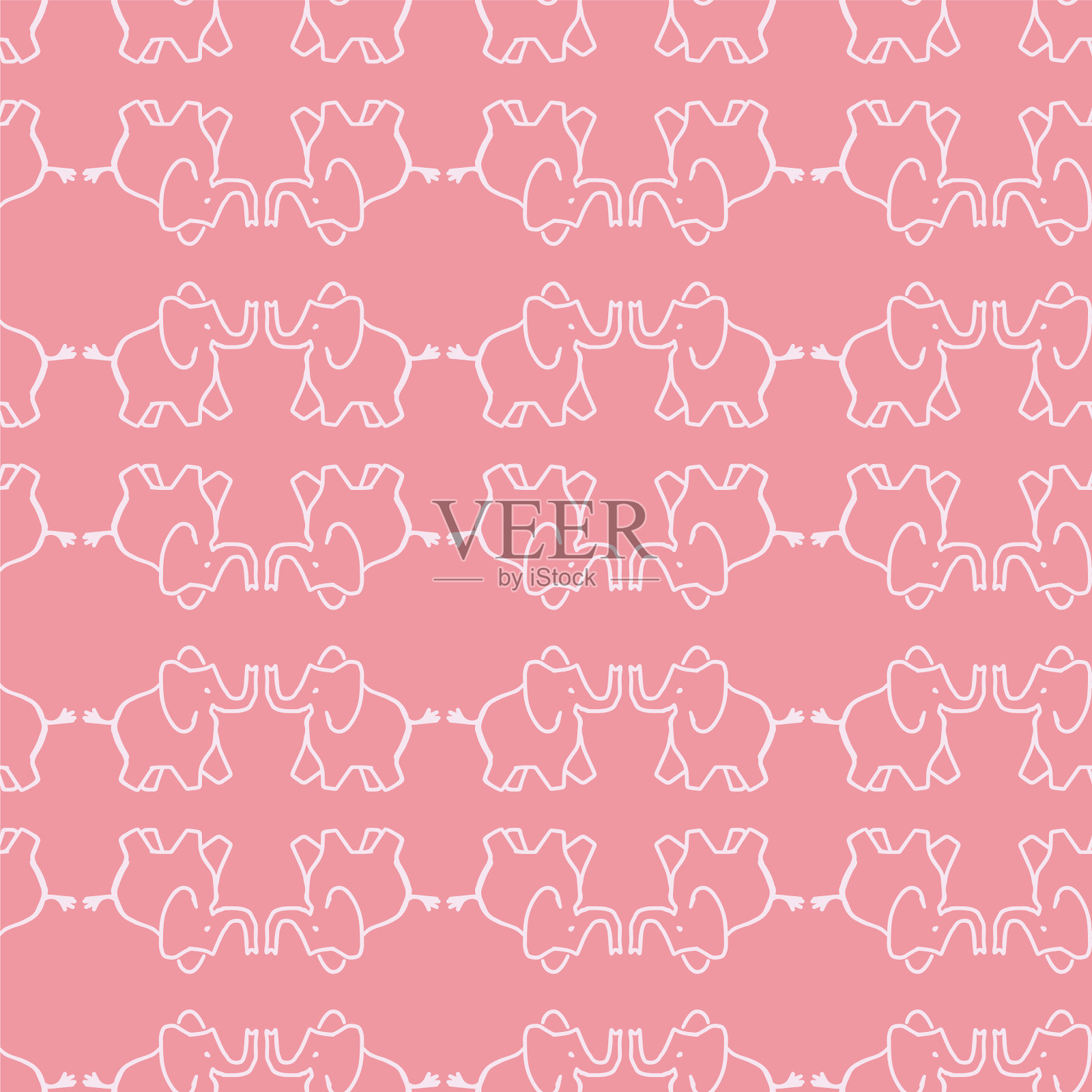 粉色大象无缝重复图案设计插画图片素材