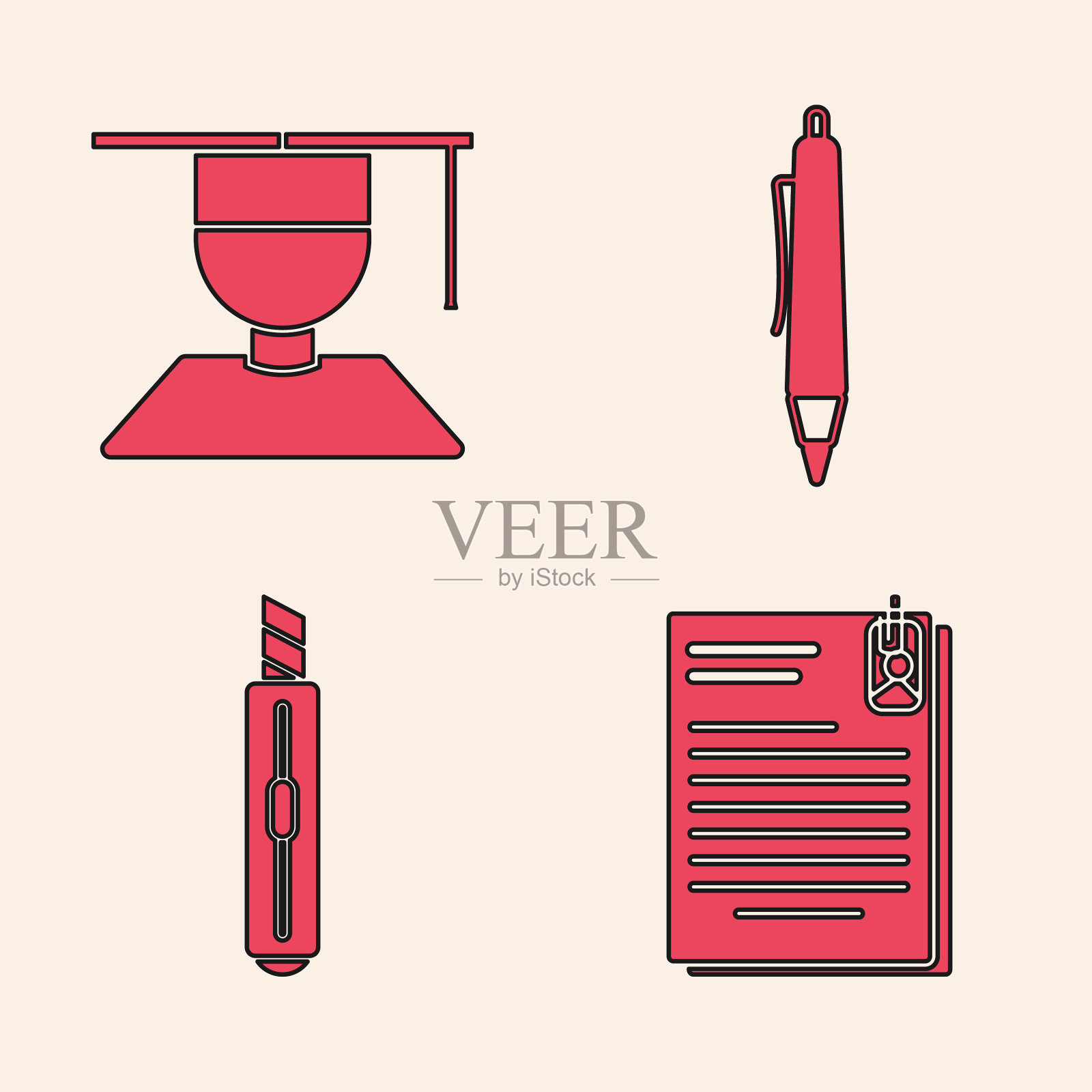 设置文件文件和回形针毕业和图标素材