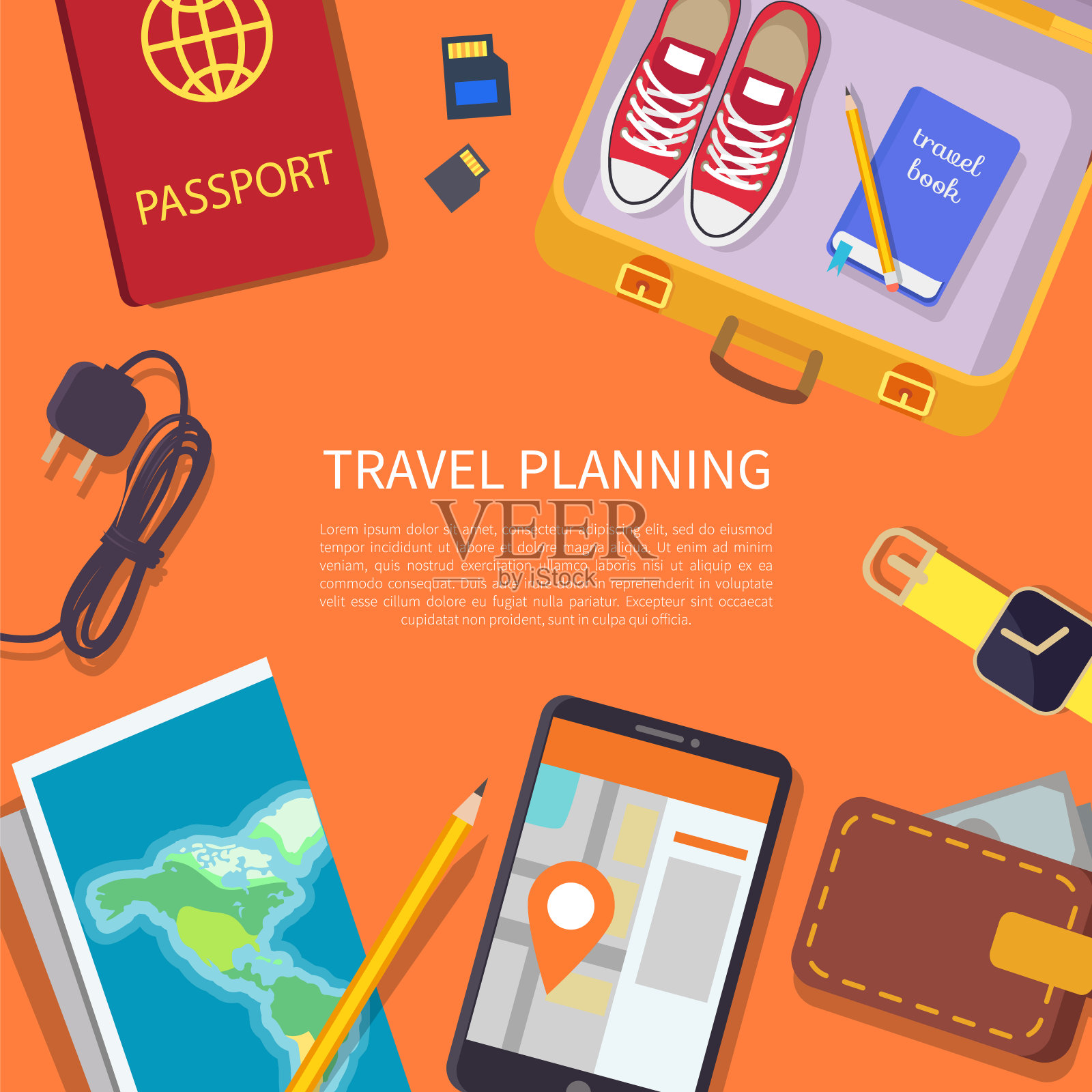 旅行计划标题,矢量插图插画图片素材