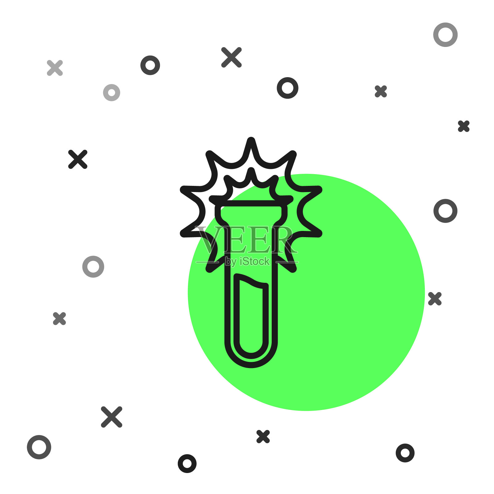 黑线试管和烧瓶图标隔离在白色背景上。化学实验室测试。实验室玻璃器皿。向量插画图片素材