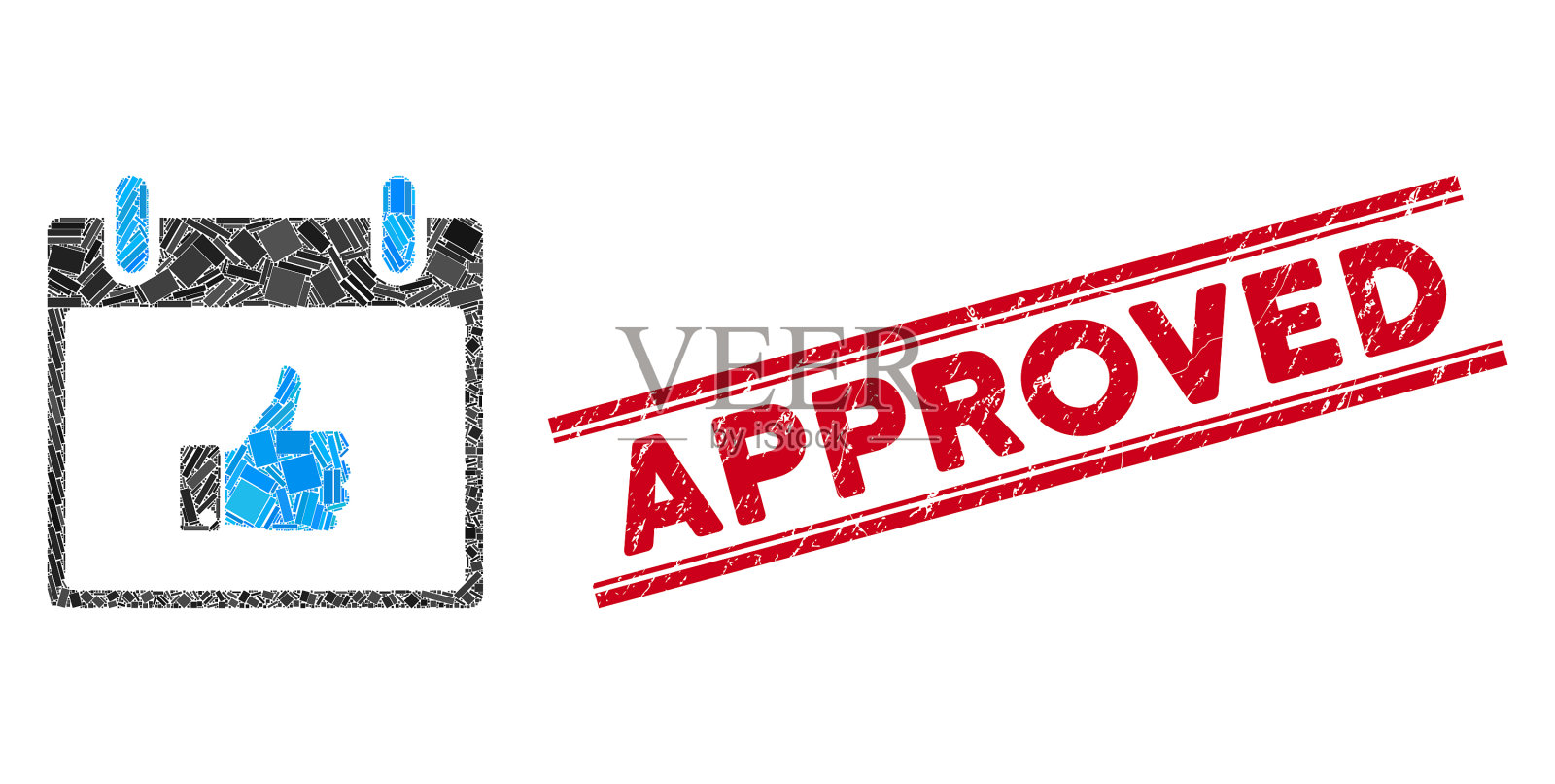 拇指手日历日马赛克和垃圾插画图片素材