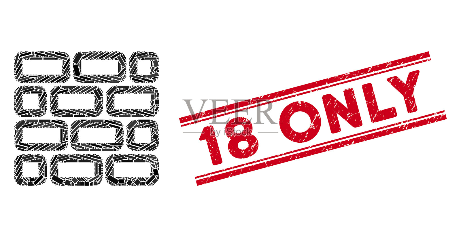 砖墙马赛克和遇险18只邮票用插画图片素材