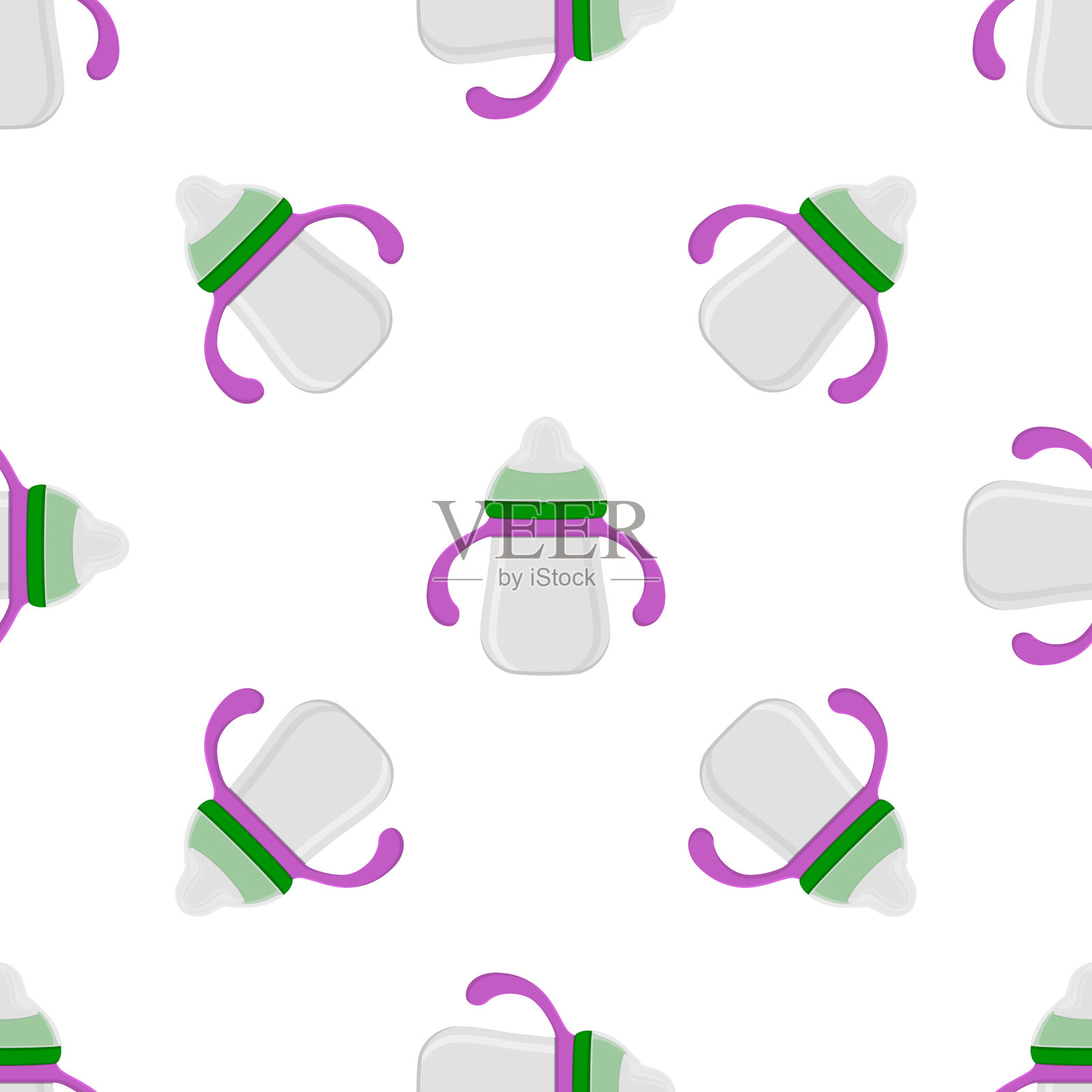 Kit bamilk透明瓶和橡胶奶嘴插画图片素材