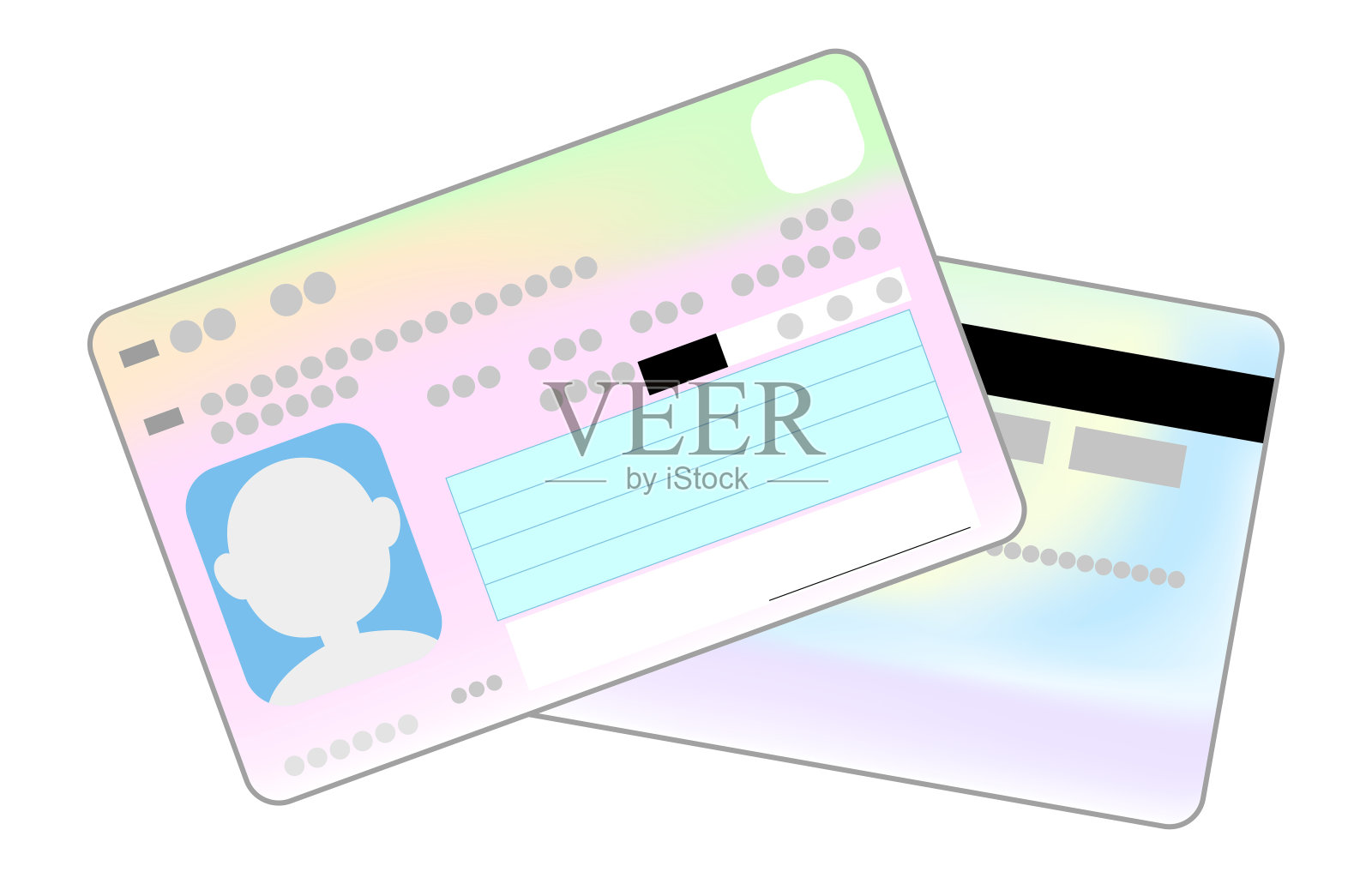 我的号码卡的正面和背面附有一张人脸照片插画图片素材