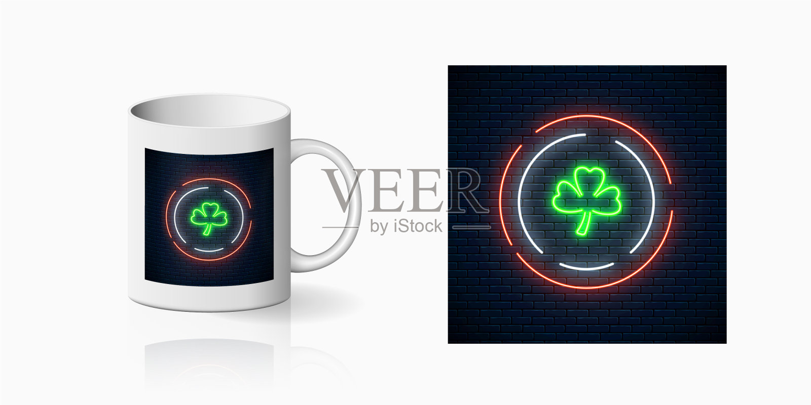 圣帕特里克节的霓虹灯闪烁着节日的标志插画图片素材