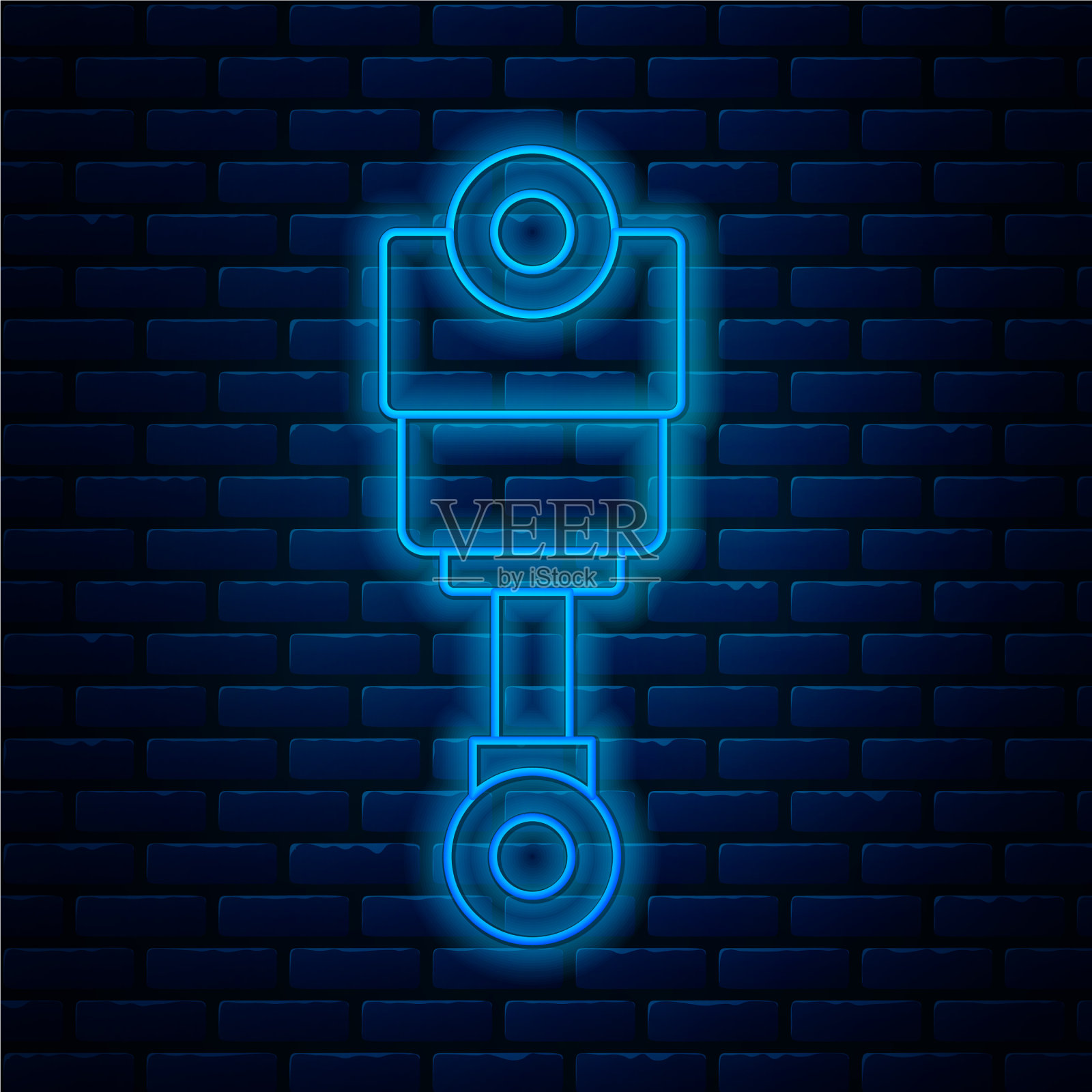 发光的霓虹灯线发动机活塞图标隔离插画图片素材