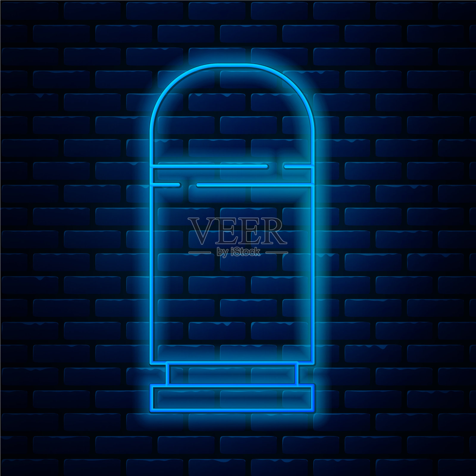 发光的霓虹灯线墨盒图标隔离插画图片素材