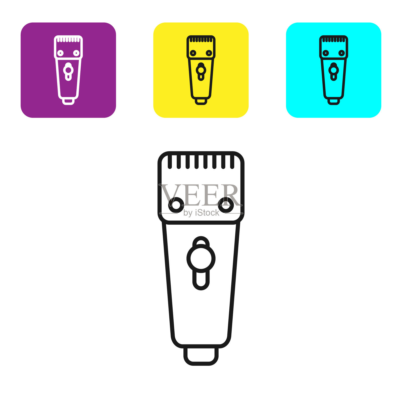 黑线电动理发器或剃须刀图标插画图片素材