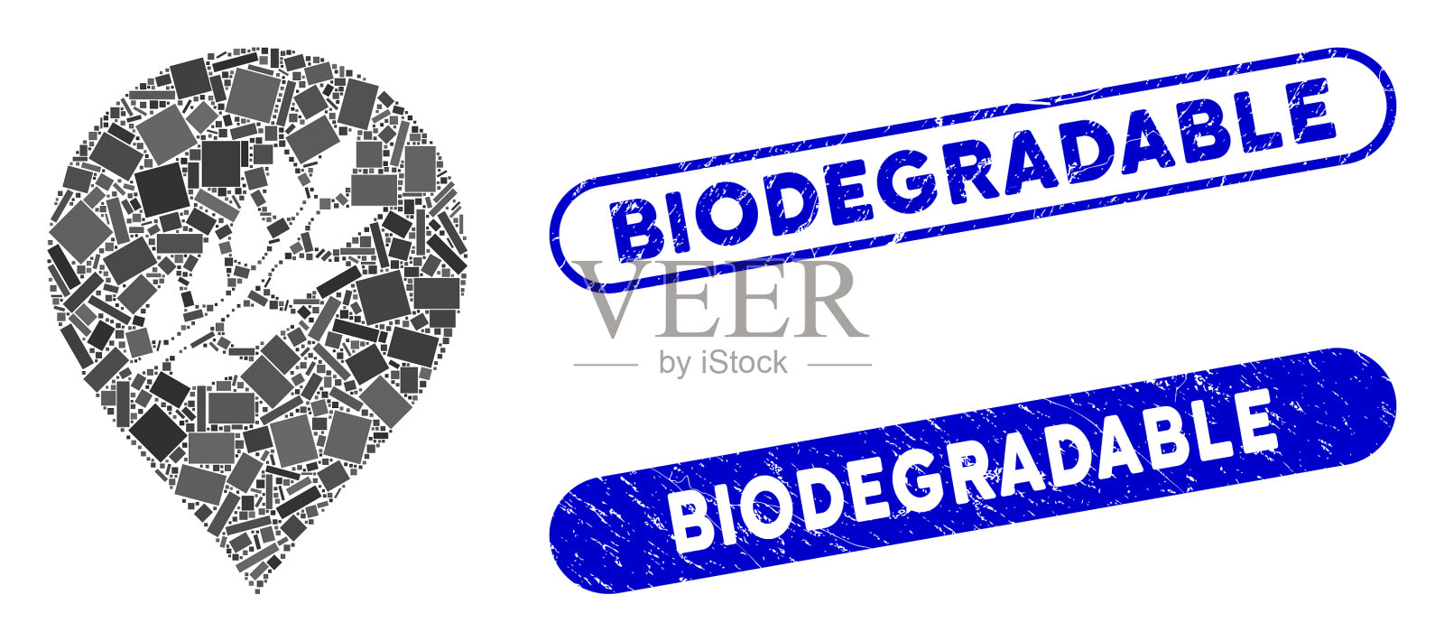 长方形拼贴种植园标记与刮花插画图片素材