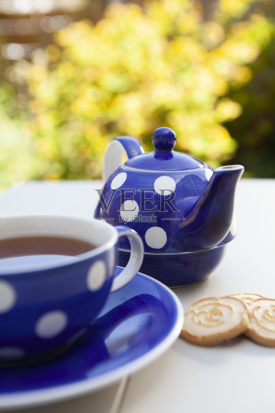 花园里的一壶茶照片摄影图片