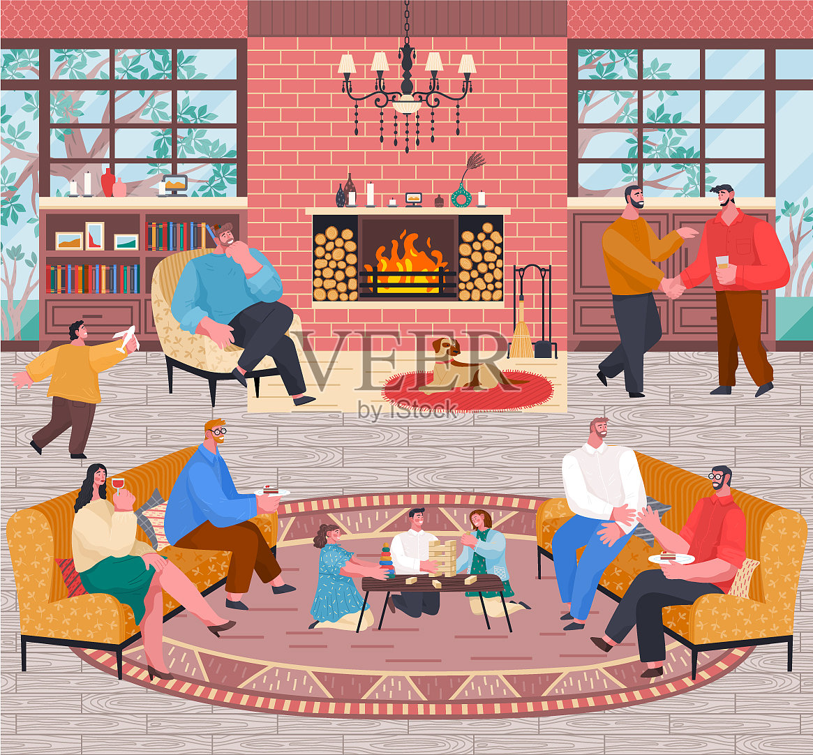 周末在家接待大公司插画图片素材