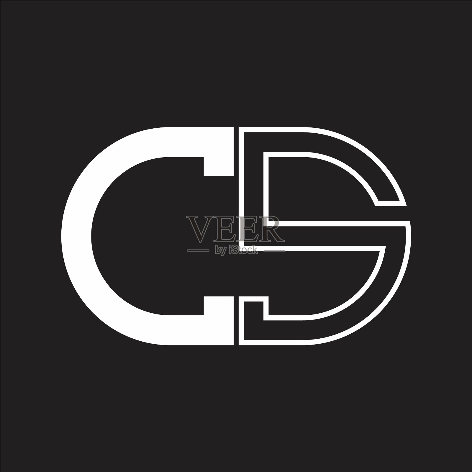 c字母标志与椭圆形负号插画图片素材