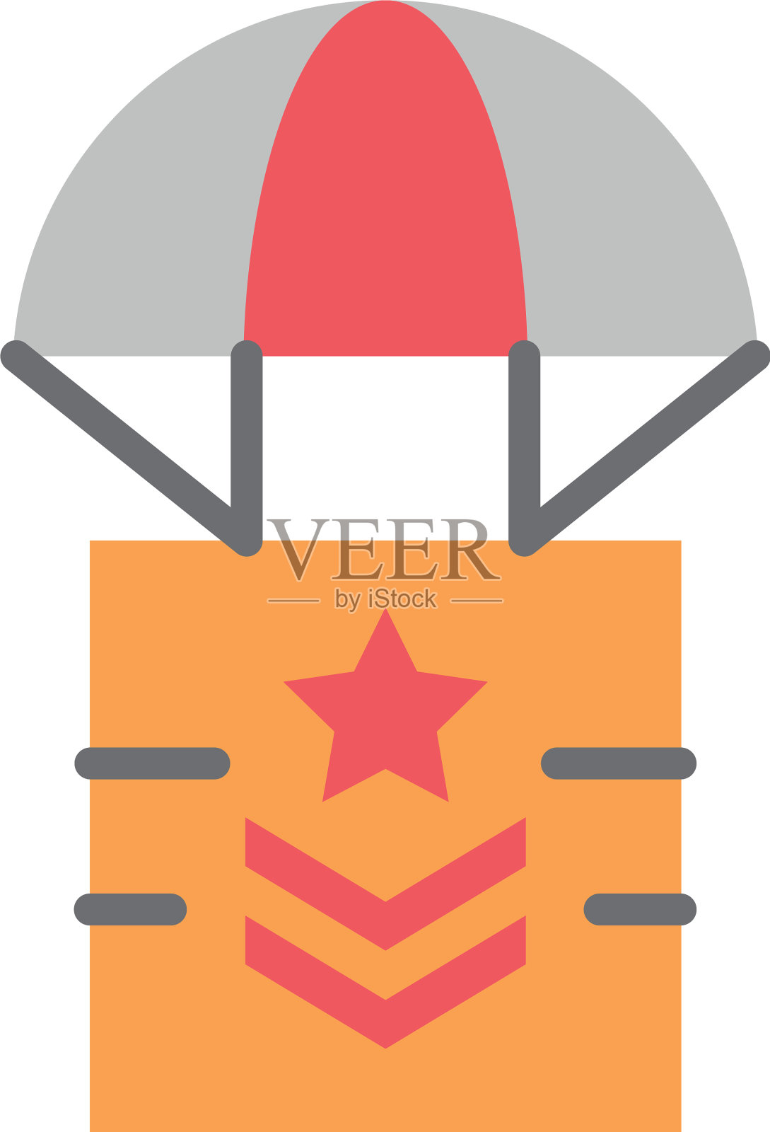 盒子在降落伞军事力量孤立图标插画图片素材