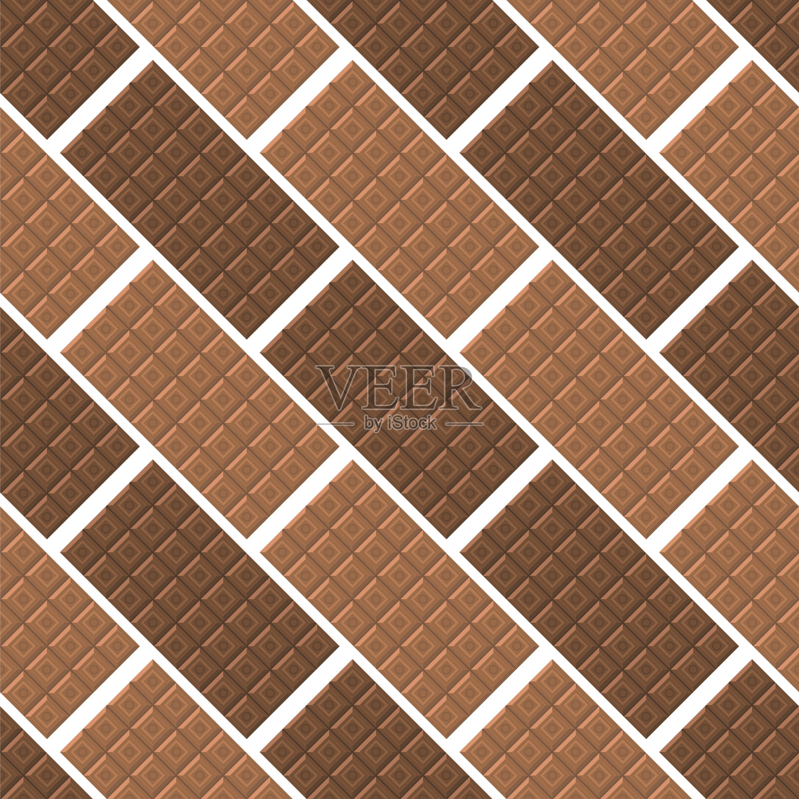 牛奶棕色巧克力棒无缝模式。甜的食物。插画图片素材