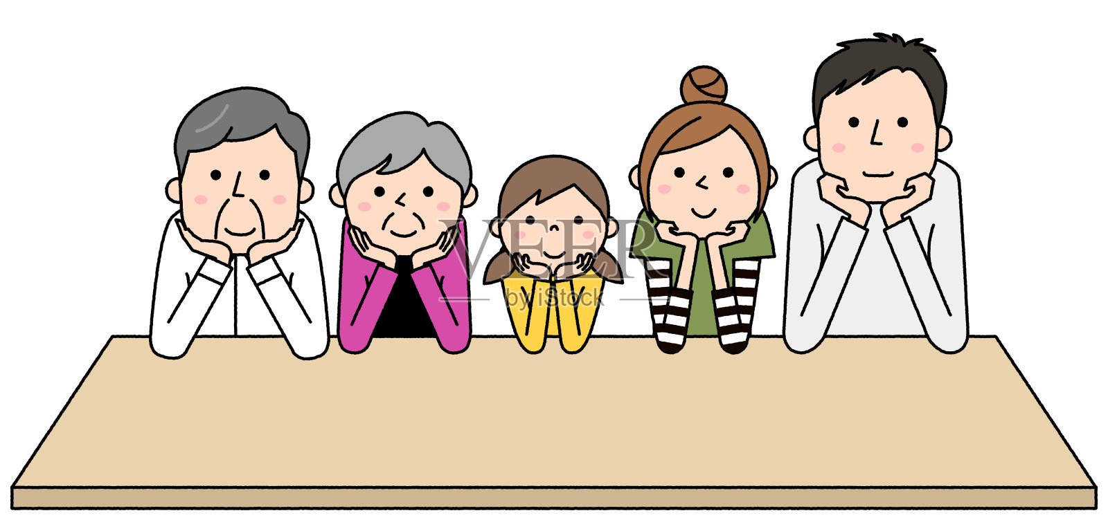 幸福的家庭戴着拐杖插画图片素材