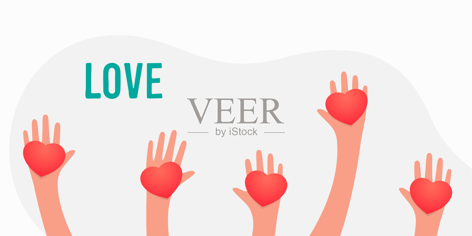 心在手中。爱的概念,矢量插图插画图片素材