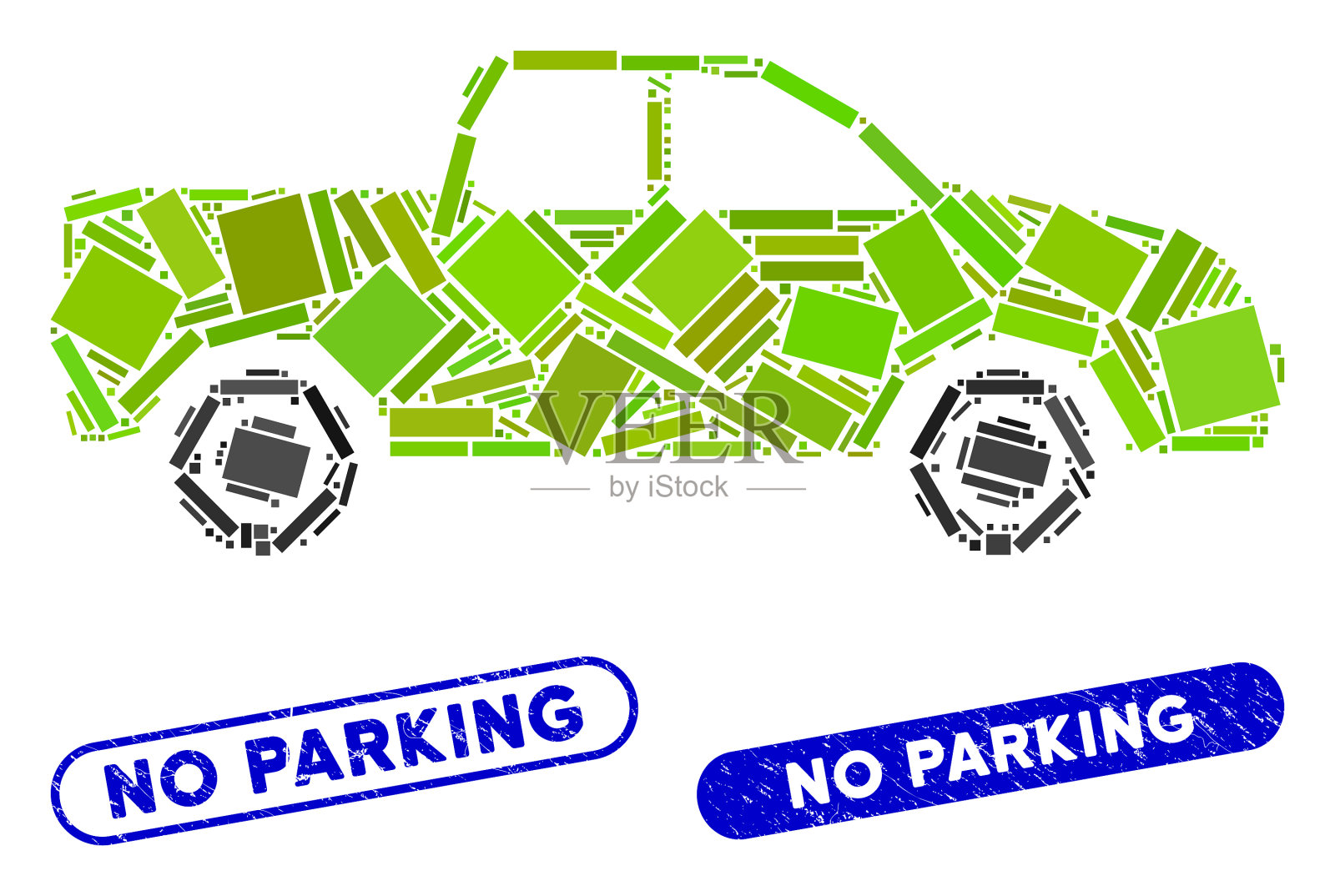 矩形马赛克皮卡纹理没有停车插画图片素材